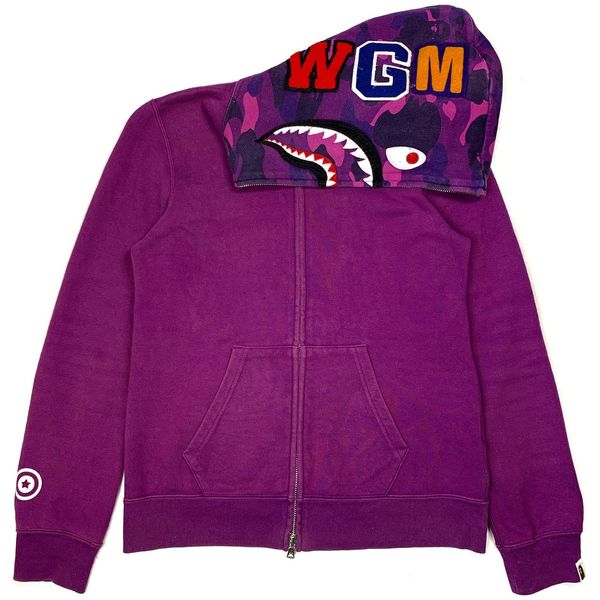 Bape Bape Purple Camo Shark WGM Hoodie Grailed