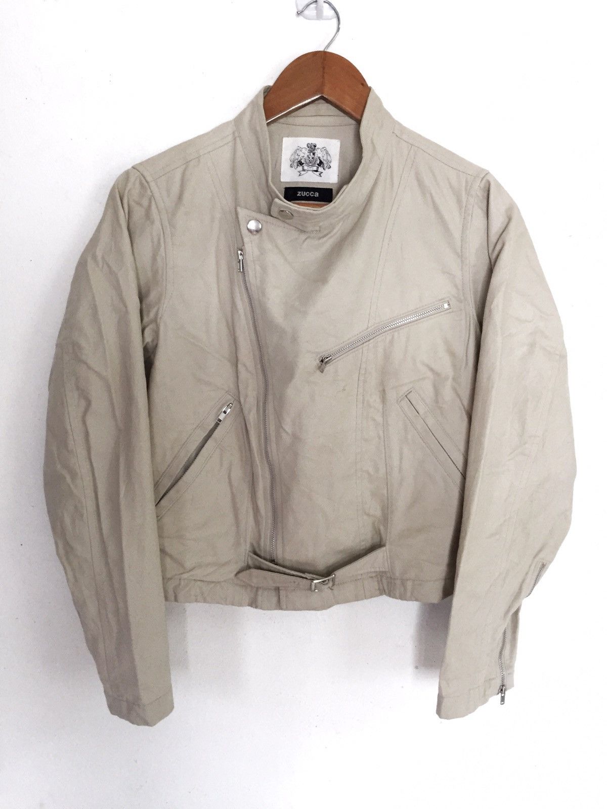 CABANE de ZUCCa 1990s Zucca Double Collar Zipper Biker Jacket Size US XS / EU 42 / 0 - 1 Thumbnail