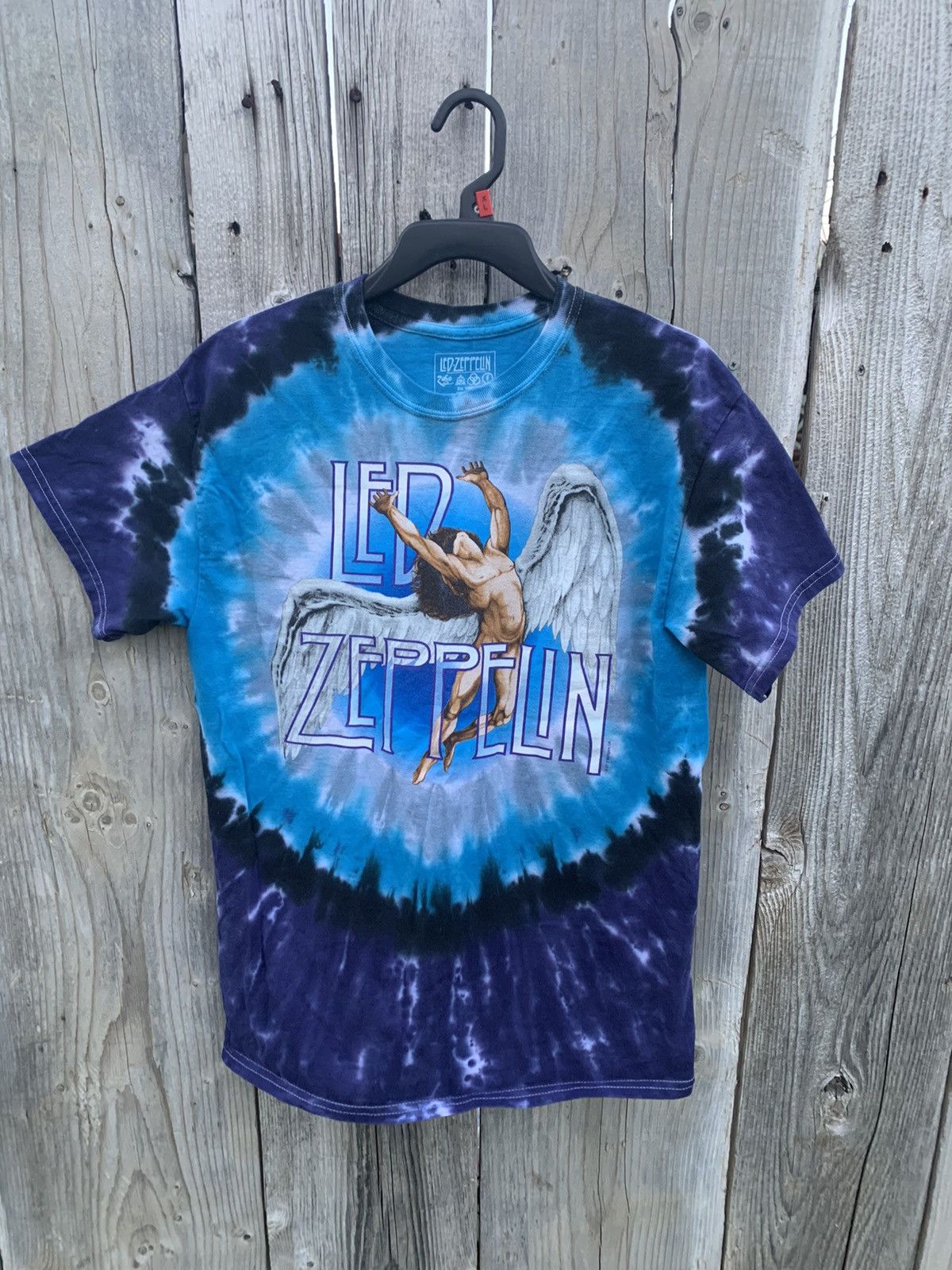 Vintage Vintage Liquid Blue Led Zeppelin Tie Dye T-shirt Size US L / EU 52-54 / 3 - 1 Thumbnail