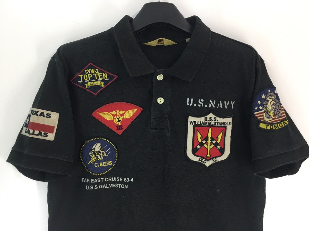 RARE AVIREX FULL PATCHES POLOS SHIRT LARGE SIZE