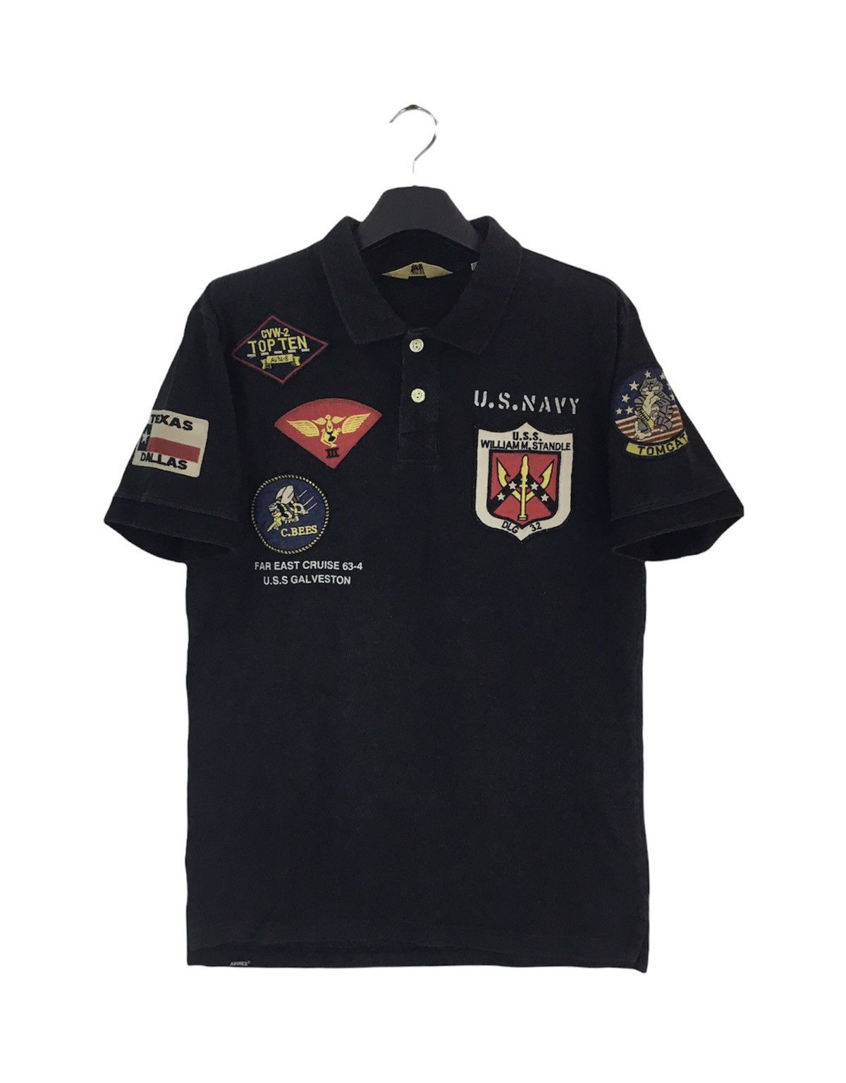 RARE AVIREX FULL PATCHES POLOS SHIRT LARGE SIZE