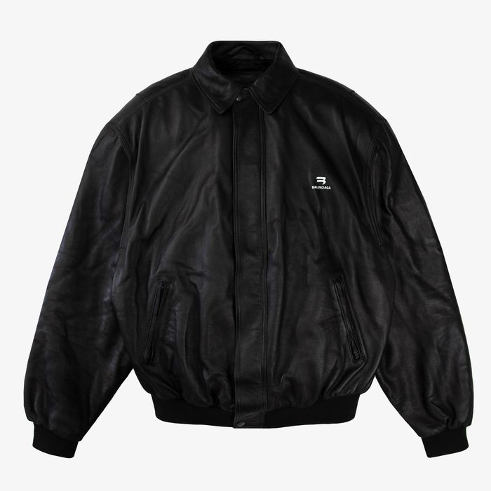 Balenciaga BALENCIAGA SPORTY B TAXI LEATHER BOMBER JACKET | Grailed