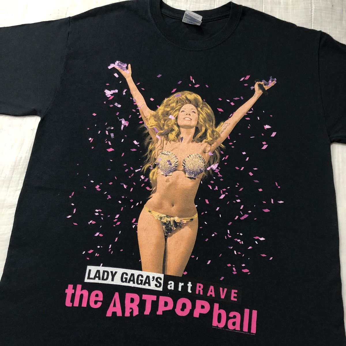 image of Band Tees Lady Gaga Tour 2014 T Shirt in Black, Men's (Size Medium)