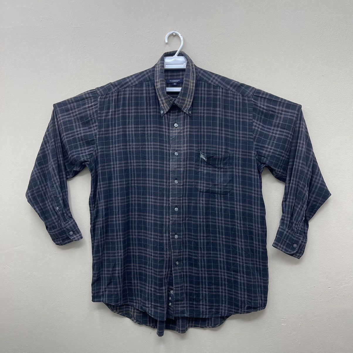 Vintage 90s Burberry Novacheck Shirt Button Nice Sun Faded