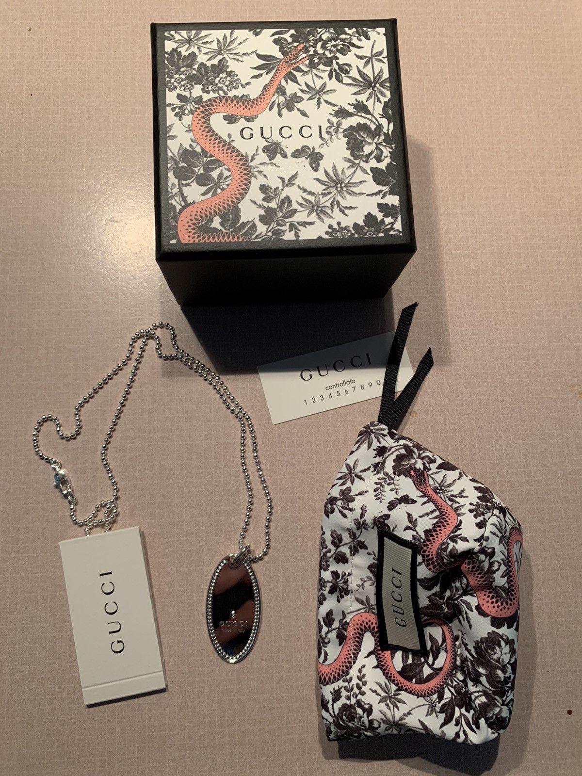 Gucci × Jewelry × Sterling Silver *RARE* New Gucci Sterling Silver & Metal Tag Necklace Size ONE SIZE - 1 Thumbnail