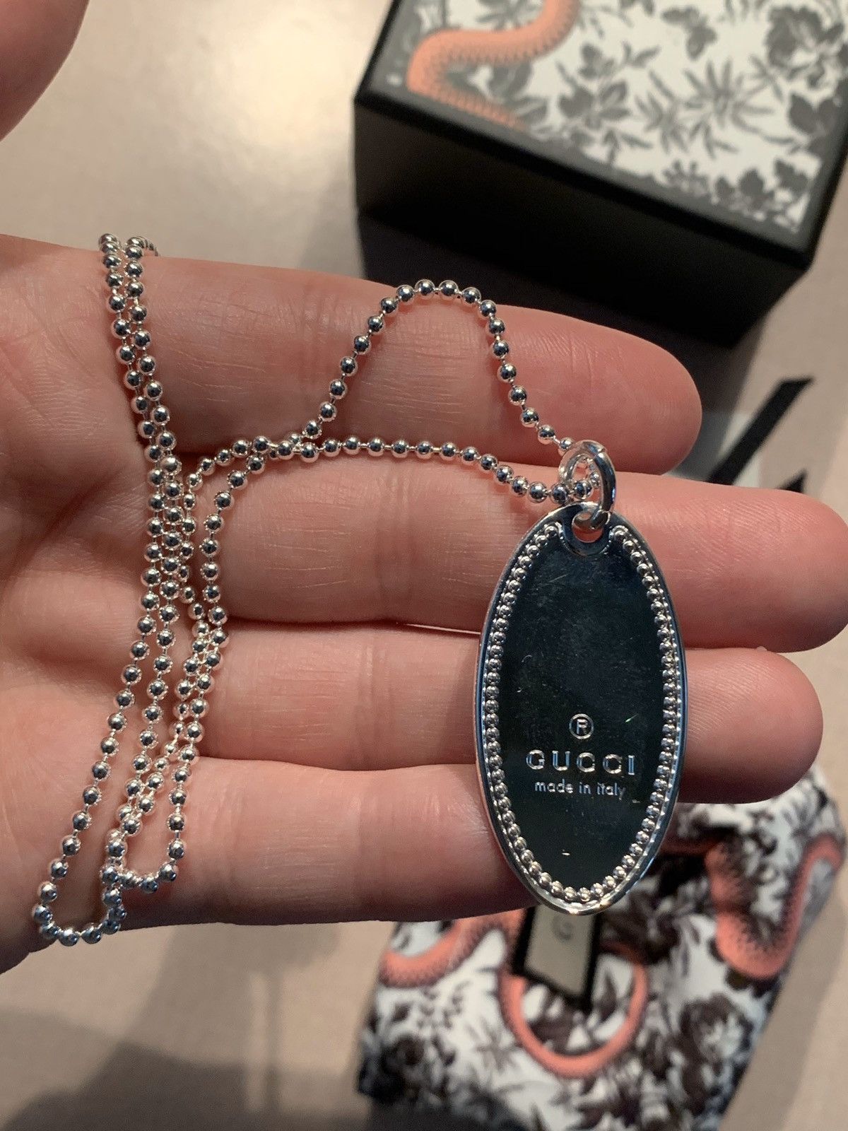 Gucci × Jewelry × Sterling Silver *RARE* New Gucci Sterling Silver & Metal Tag Necklace Size ONE SIZE - 2 Thumbnail