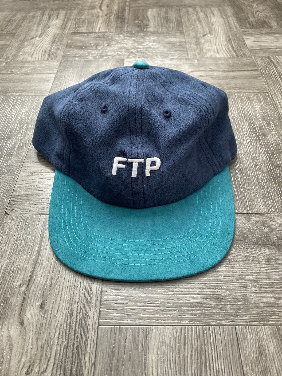 Fuck The Population FTP Logo Two Tone 6 Panel Hat (Navy and Teal) Size ONE SIZE - 1 Preview