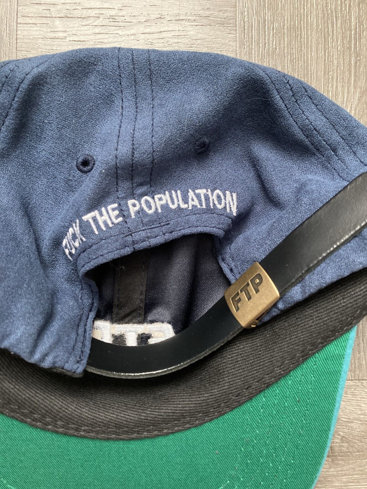 Fuck The Population FTP Logo Two Tone 6 Panel Hat (Navy and Teal) Size ONE SIZE - 3 Preview