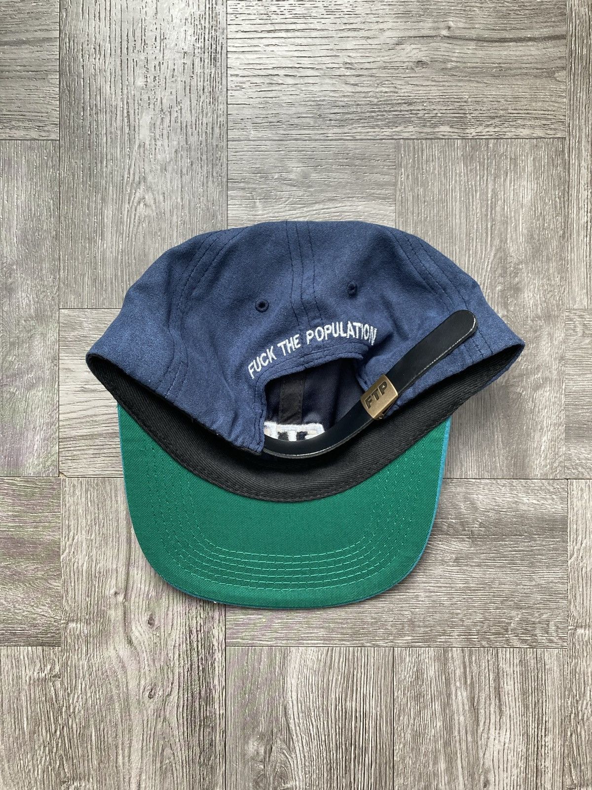 Fuck The Population FTP Logo Two Tone 6 Panel Hat (Navy and Teal) Size ONE SIZE - 2 Preview
