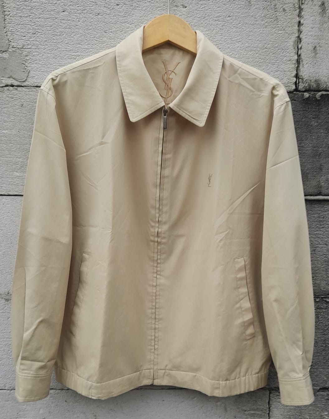 image of Vintage YVES Saint Laurent X YSL Jacket in Cream, Men's (Size Small)