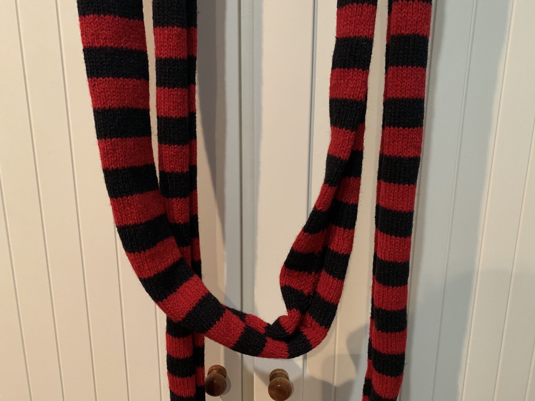 Hedi Slimane × Saint Laurent Paris FW'15 Red and Black Striped Extra Long Scarf Size ONE SIZE - 3 Thumbnail