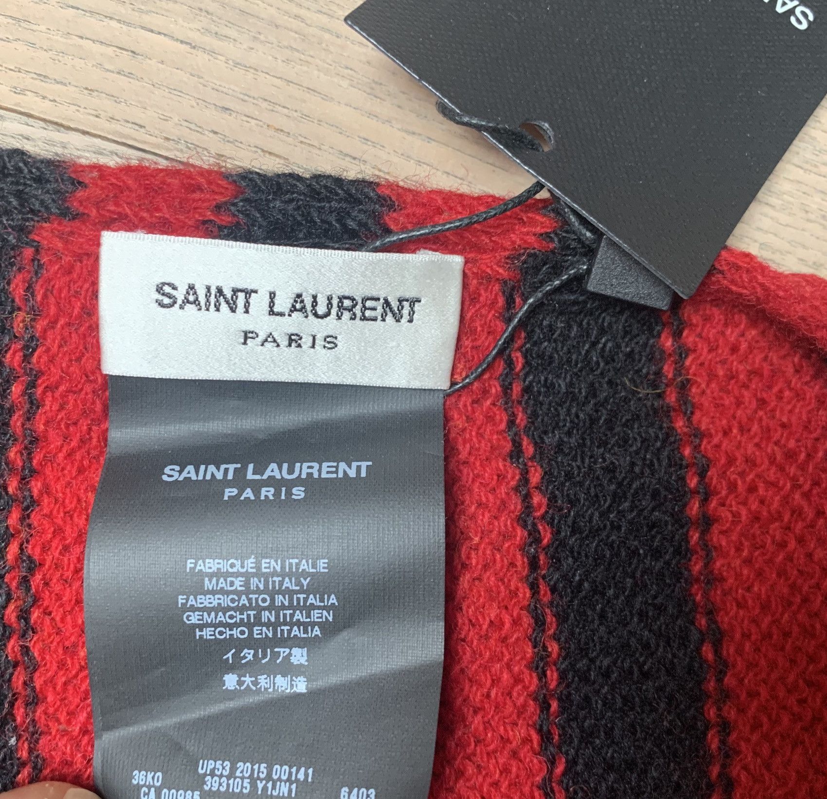 Hedi Slimane × Saint Laurent Paris FW'15 Red and Black Striped Extra Long Scarf Size ONE SIZE - 5 Thumbnail