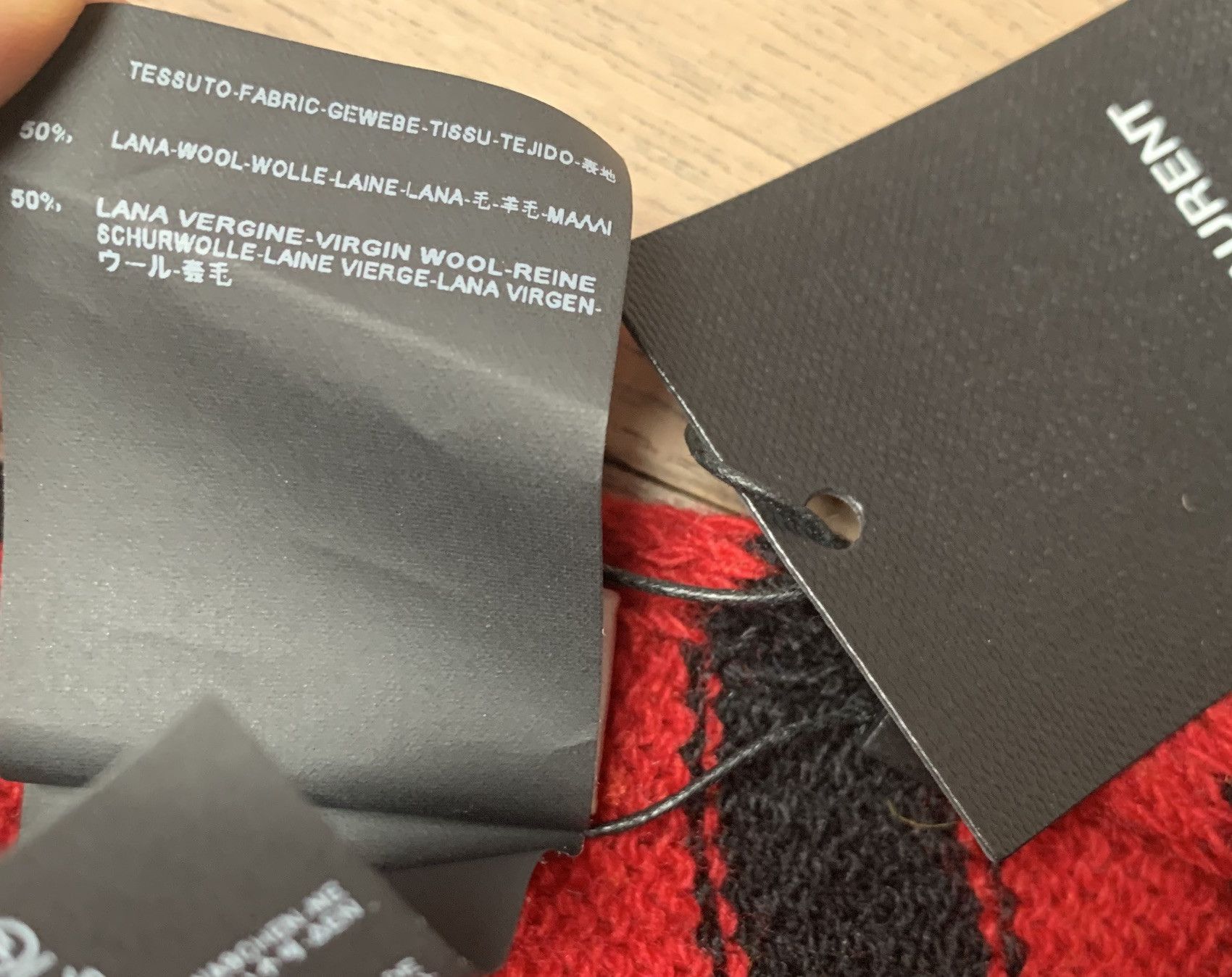 Hedi Slimane × Saint Laurent Paris FW'15 Red and Black Striped Extra Long Scarf Size ONE SIZE - 6 Thumbnail