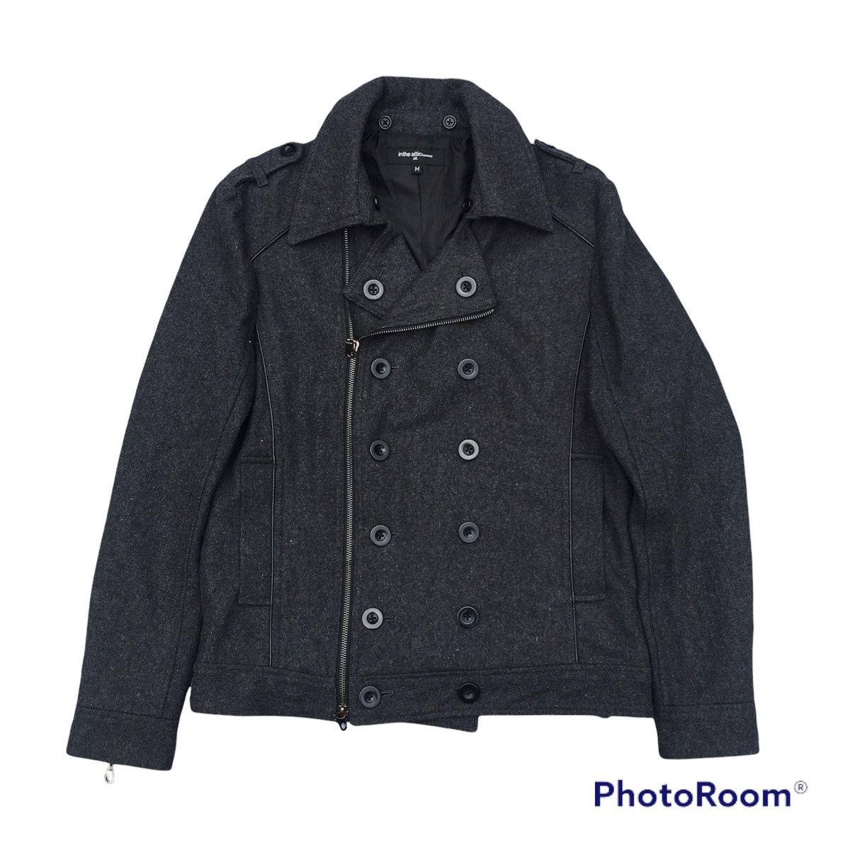 image of In The Attic Wool Zipper Jacket in Black, Men's (Size Medium)