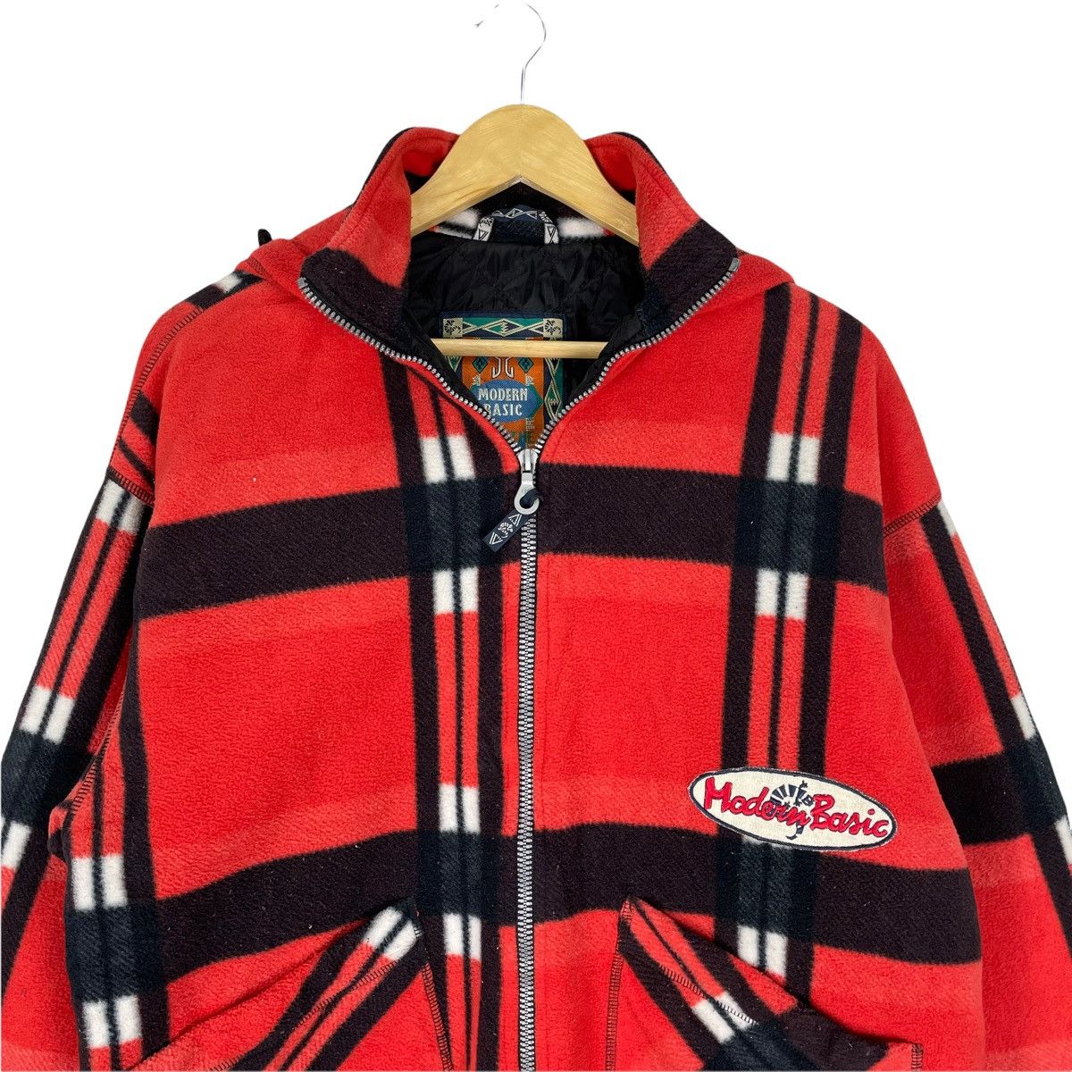 Japanese Brand 🌟MODERN BASIC FLEECE HOODIE TARTAN ZIP JACKET Size US S / EU 44-46 / 1 - 2 Thumbnail