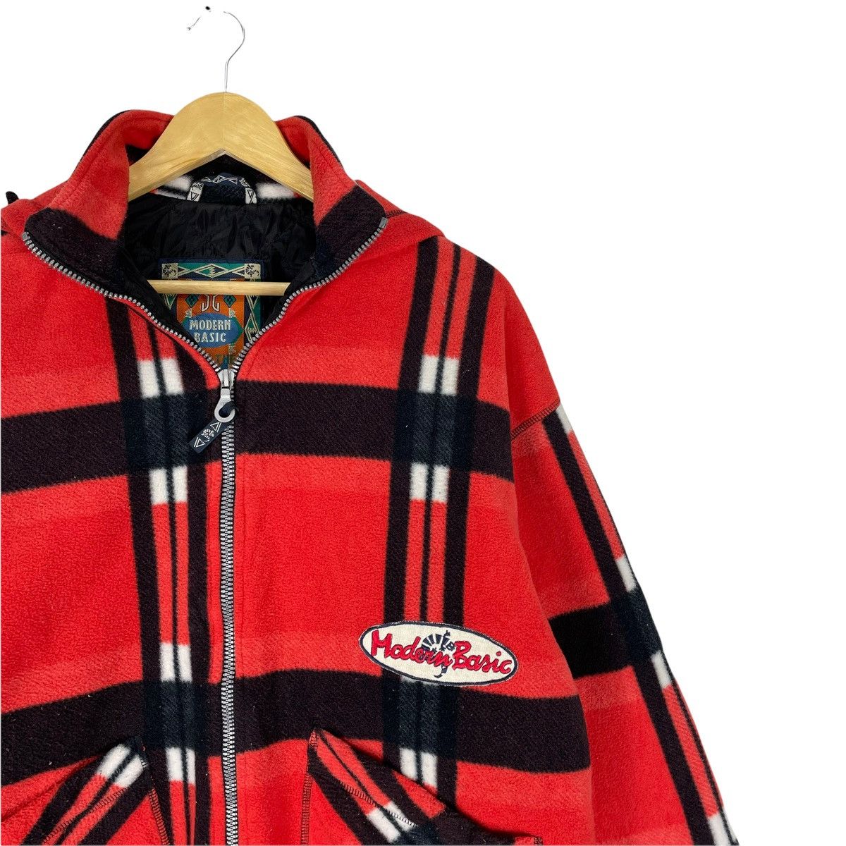 Japanese Brand 🌟MODERN BASIC FLEECE HOODIE TARTAN ZIP JACKET Size US S / EU 44-46 / 1 - 3 Thumbnail