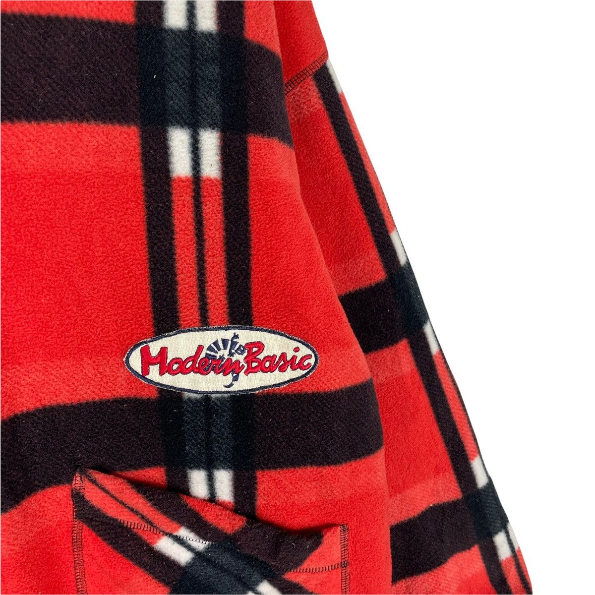 Japanese Brand 🌟MODERN BASIC FLEECE HOODIE TARTAN ZIP JACKET Size US S / EU 44-46 / 1 - 4 Thumbnail