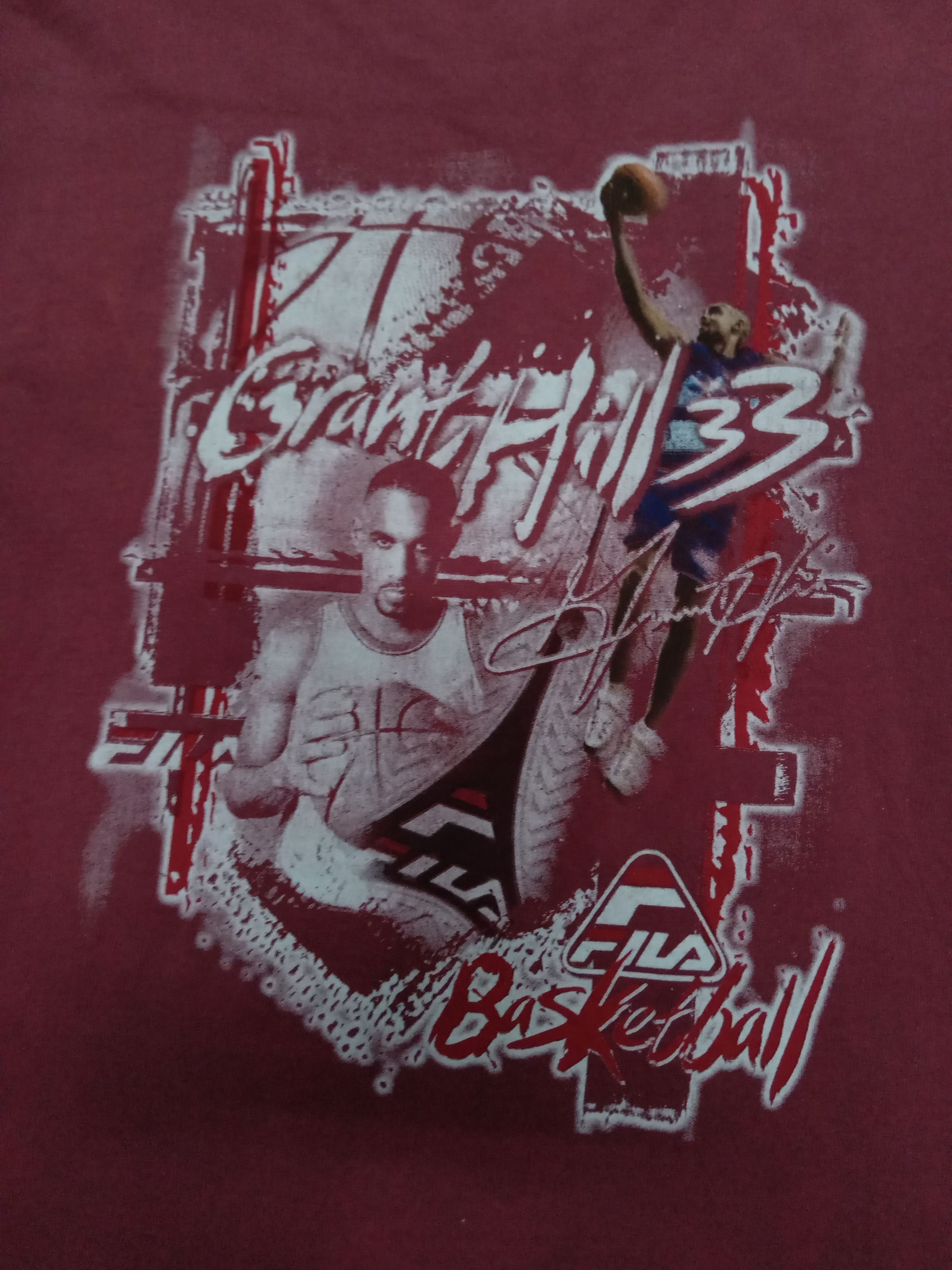 NBA Vintage 90s Grant Hill Fila Basketball Tee Bleach Size US L / EU 52-54 / 3 - 3 Thumbnail