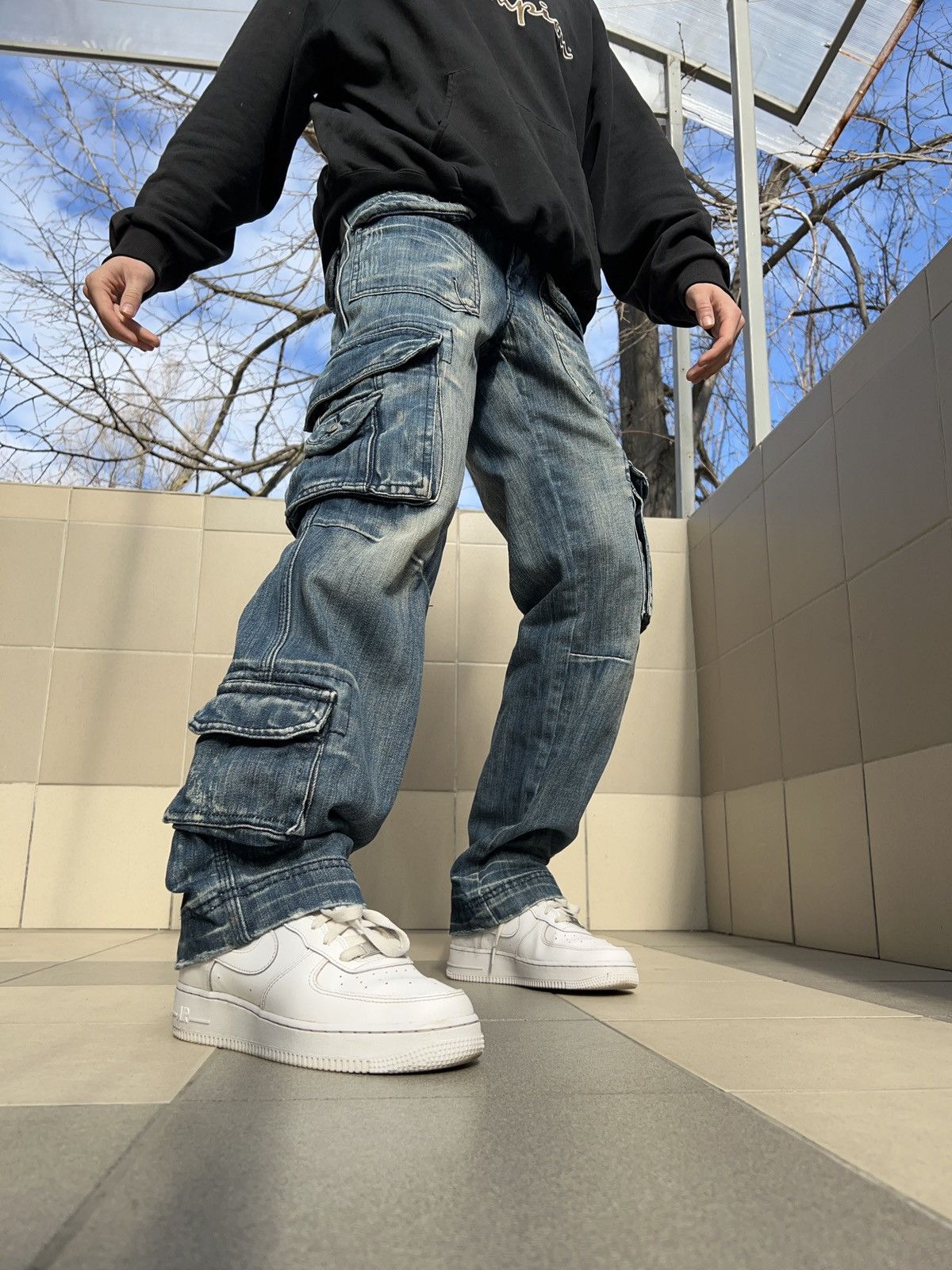 Vintage Multipockets Heavy Denim Jeans