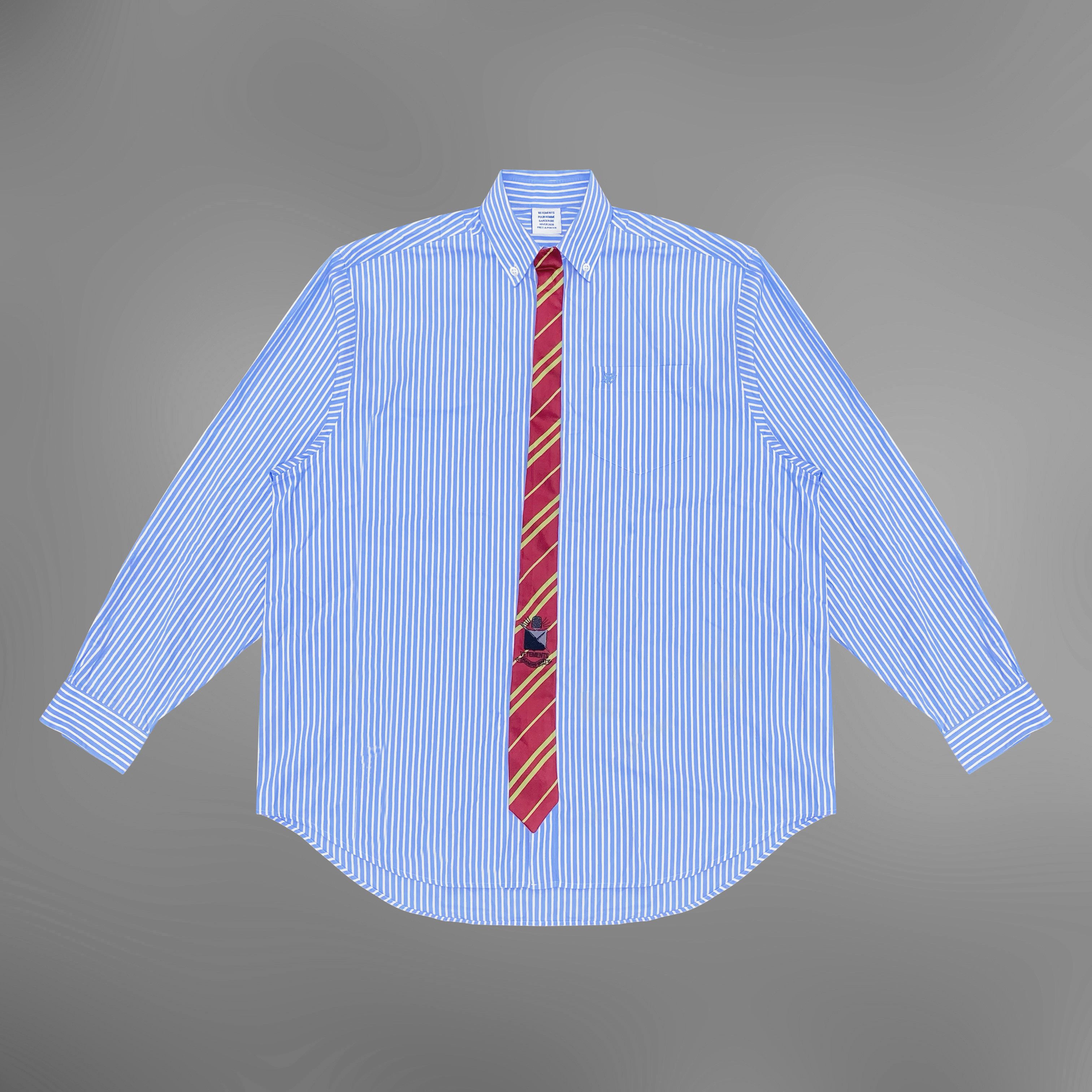 トップス Vetements Oversized Tie shirt Vetements - Oversized Tie-Trimmed Checked Cotton Shirt