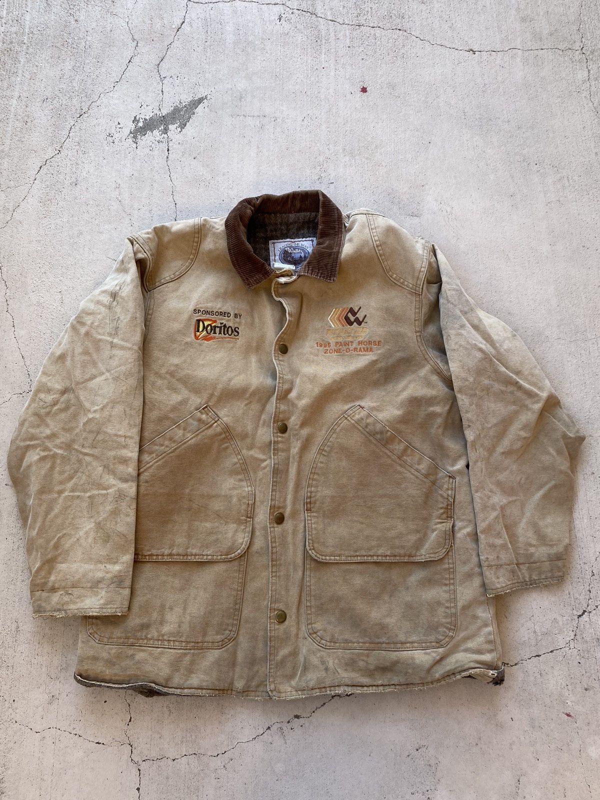 Vintage Vintage 90's Carhartt Doritos Tan Work Jacket Size Large Grailed