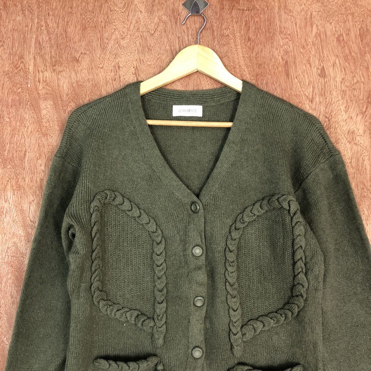 Homespun Knitwear × Japanese Brand DLL Lemorais Green Multipocket cable Knitwear #c585 Size US M / EU 48-50 / 2 - 2 Thumbnail