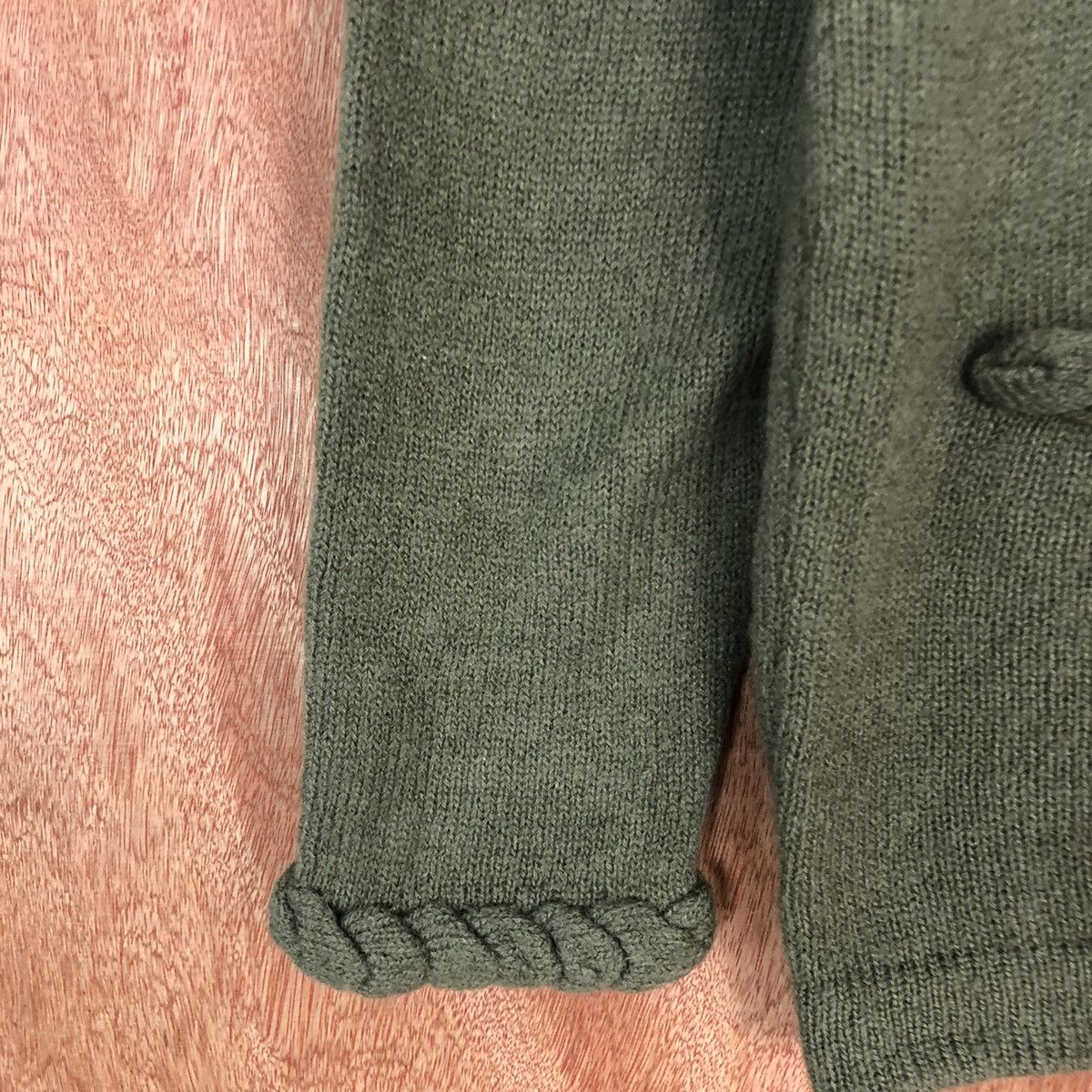 Homespun Knitwear × Japanese Brand DLL Lemorais Green Multipocket cable Knitwear #c585 Size US M / EU 48-50 / 2 - 6 Thumbnail
