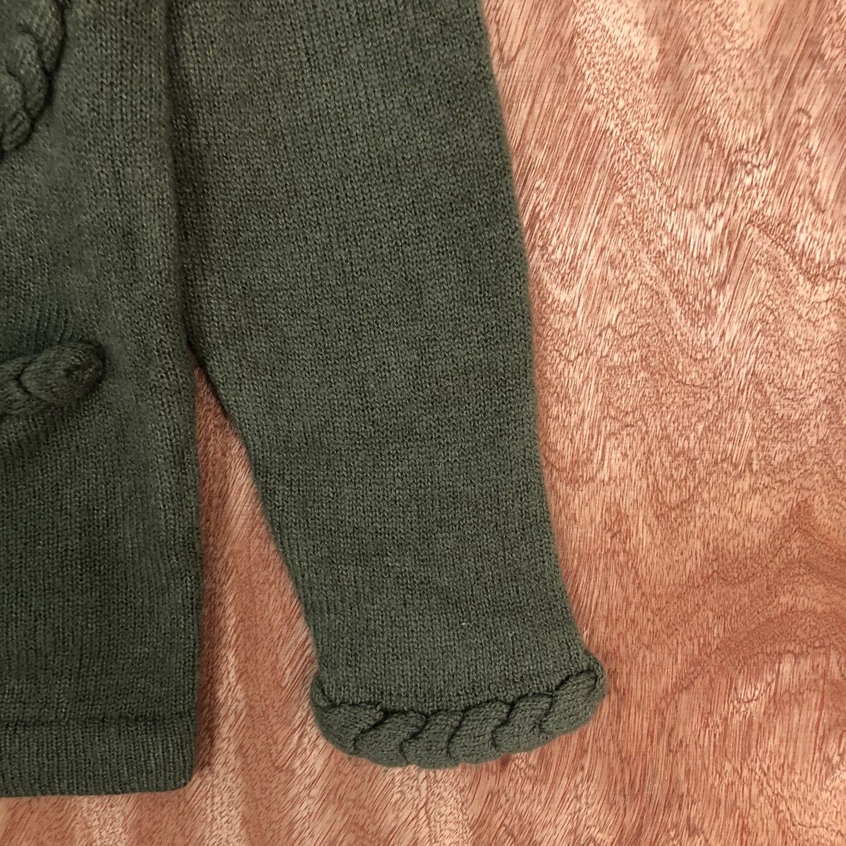 Homespun Knitwear × Japanese Brand DLL Lemorais Green Multipocket cable Knitwear #c585 Size US M / EU 48-50 / 2 - 4 Thumbnail