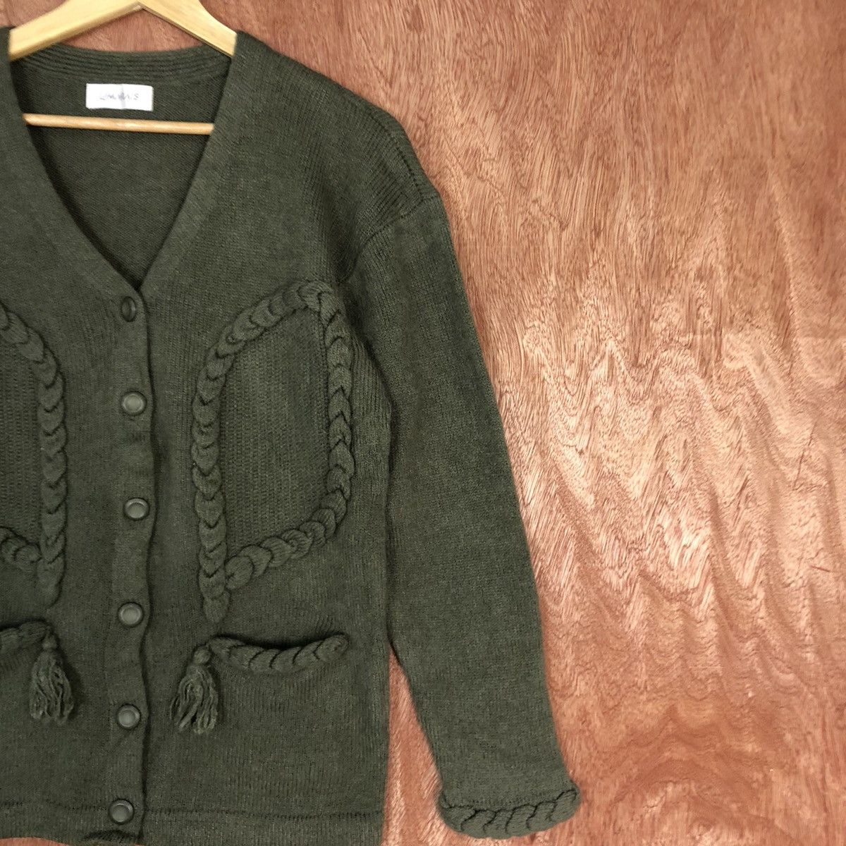 Homespun Knitwear × Japanese Brand DLL Lemorais Green Multipocket cable Knitwear #c585 Size US M / EU 48-50 / 2 - 5 Thumbnail