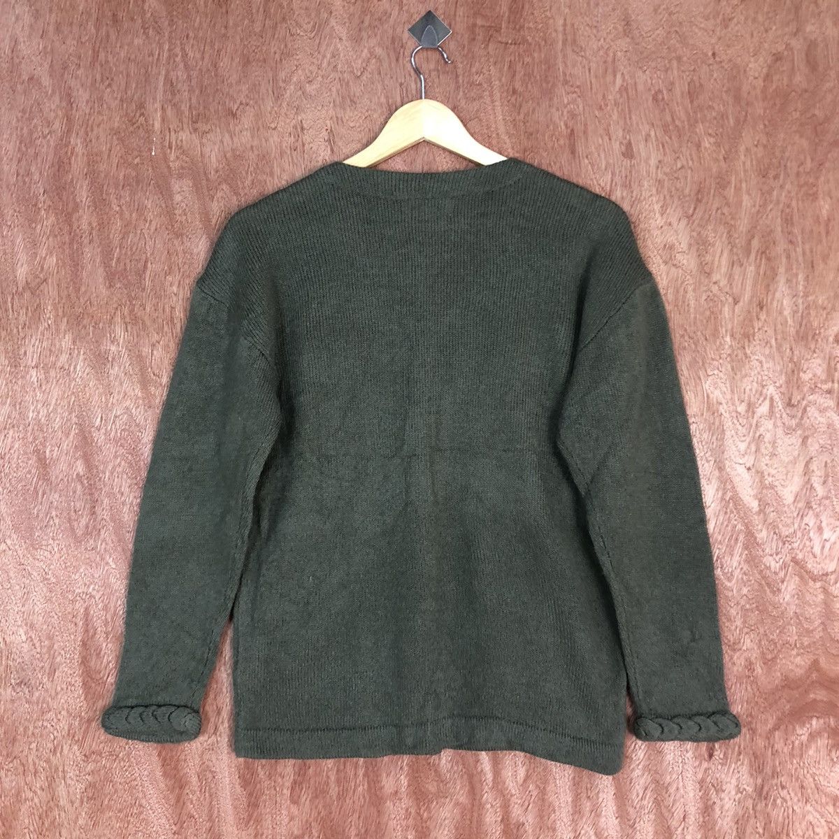 Homespun Knitwear × Japanese Brand DLL Lemorais Green Multipocket cable Knitwear #c585 Size US M / EU 48-50 / 2 - 10 Thumbnail