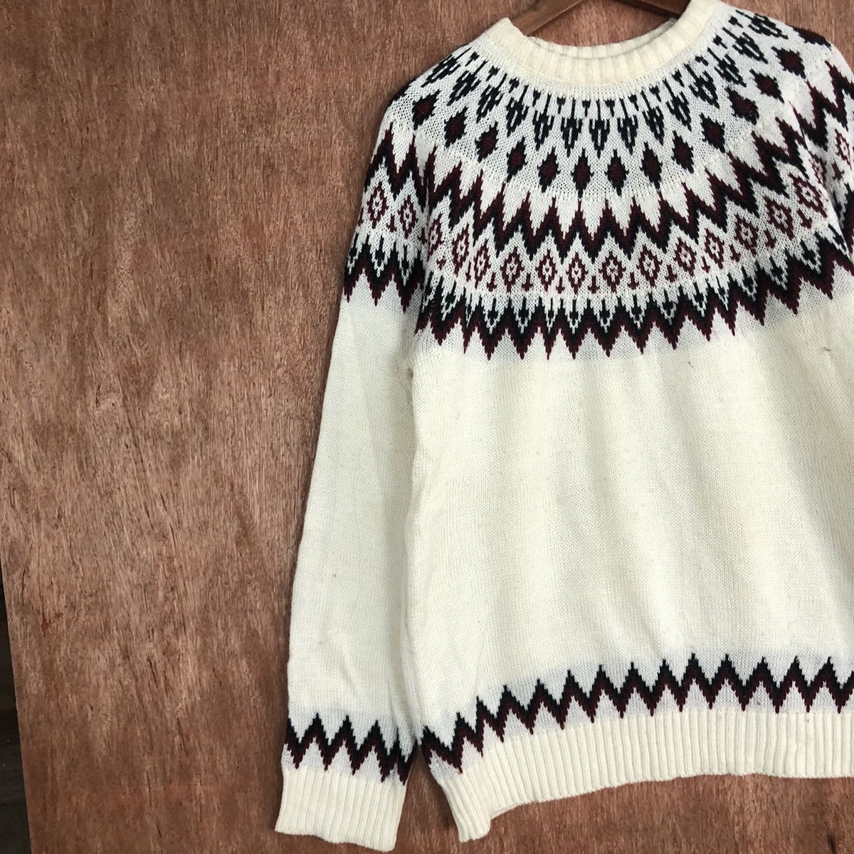 Homespun Knitwear × Japanese Brand DLL GU Japan Navajo art White Knitwear #c580 Size US L / EU 52-54 / 3 - 7 Thumbnail