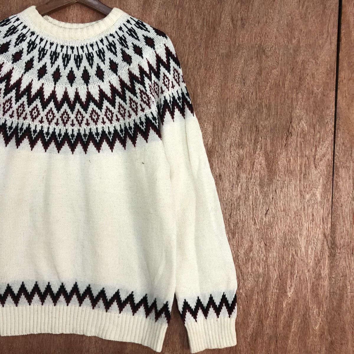 Homespun Knitwear × Japanese Brand DLL GU Japan Navajo art White Knitwear #c580 Size US L / EU 52-54 / 3 - 5 Thumbnail