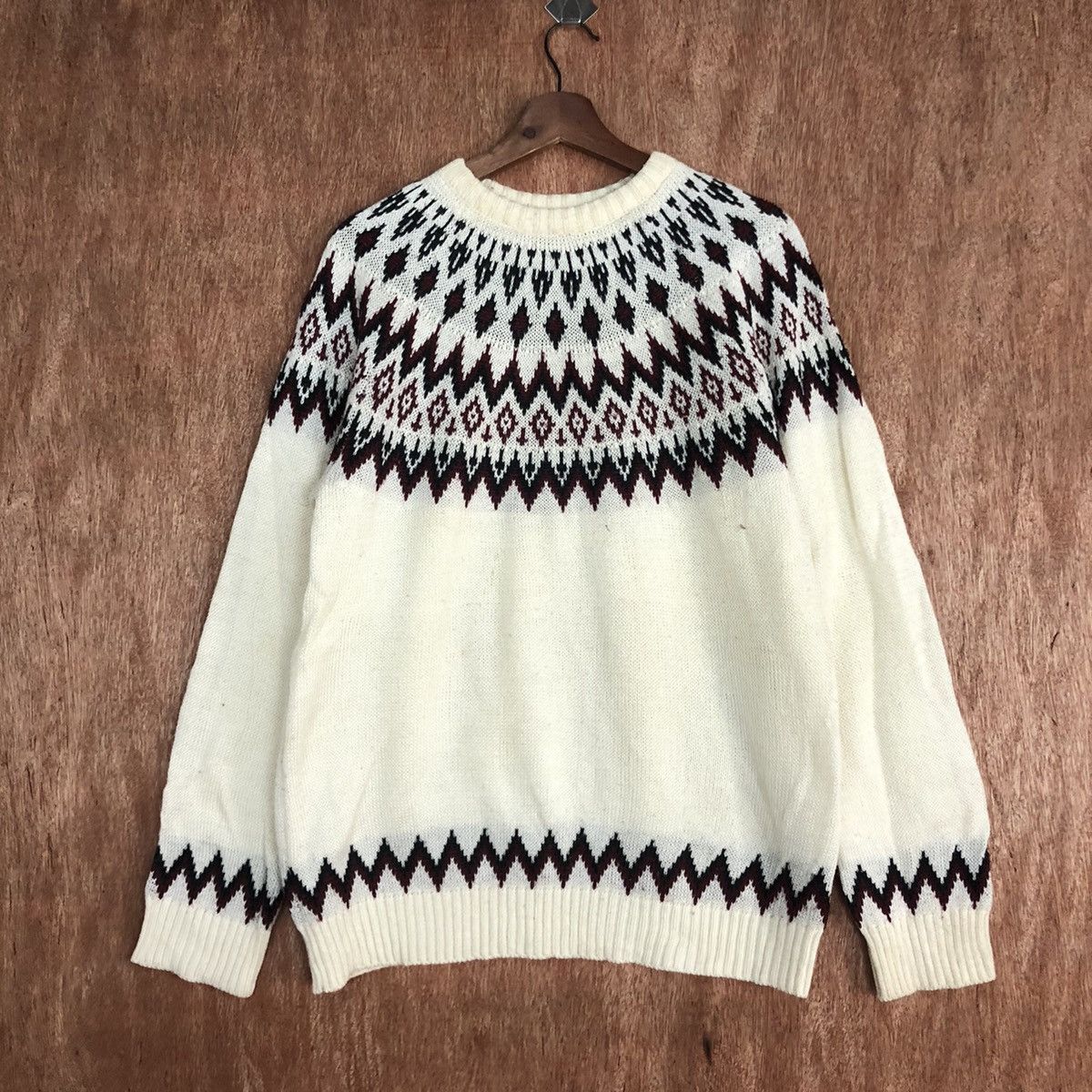 Homespun Knitwear × Japanese Brand DLL GU Japan Navajo art White Knitwear #c580 Size US L / EU 52-54 / 3 - 1 Thumbnail