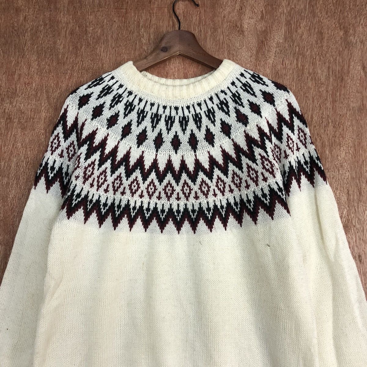 Homespun Knitwear × Japanese Brand DLL GU Japan Navajo art White Knitwear #c580 Size US L / EU 52-54 / 3 - 2 Thumbnail