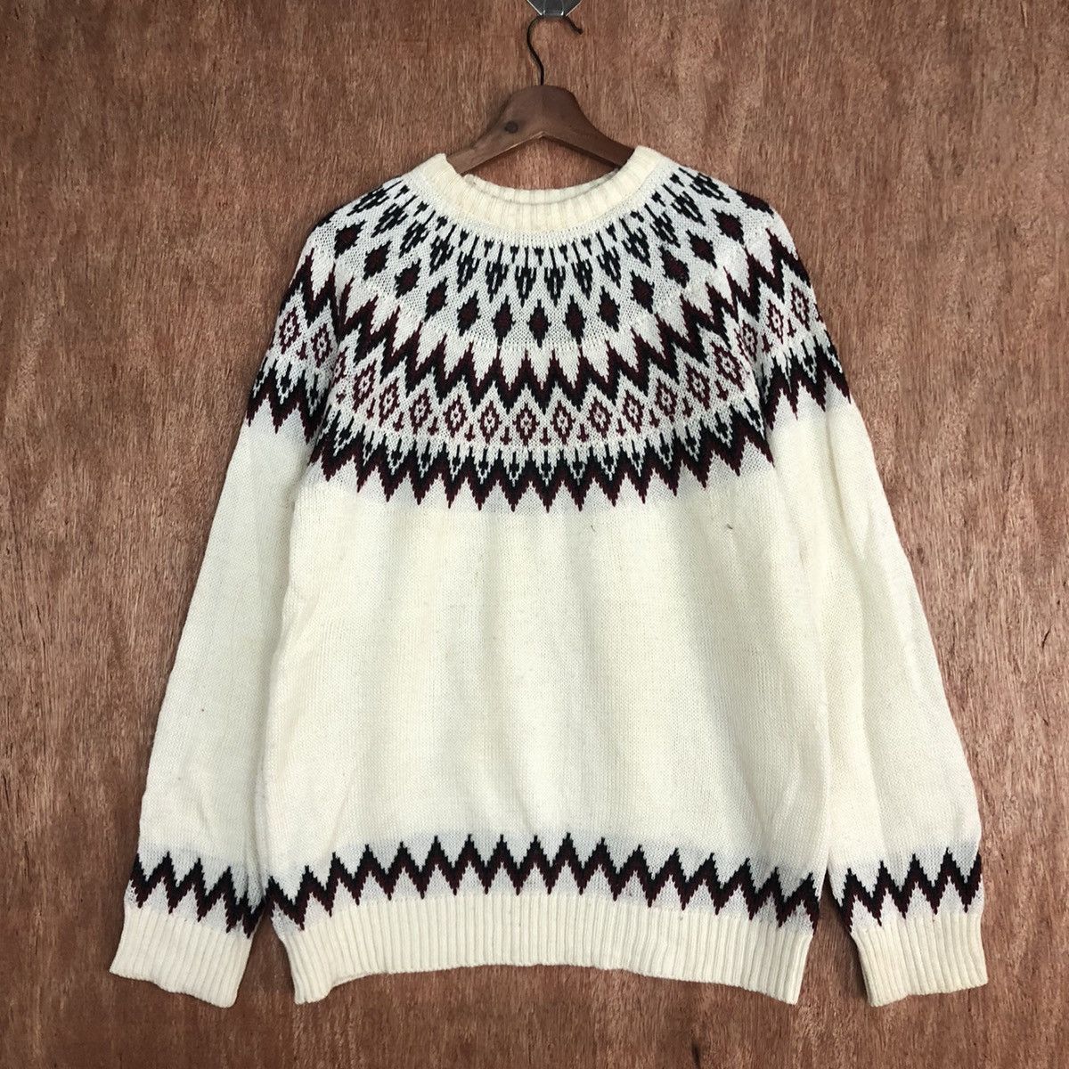 Homespun Knitwear × Japanese Brand DLL GU Japan Navajo art White Knitwear #c580 Size US L / EU 52-54 / 3 - 3 Thumbnail