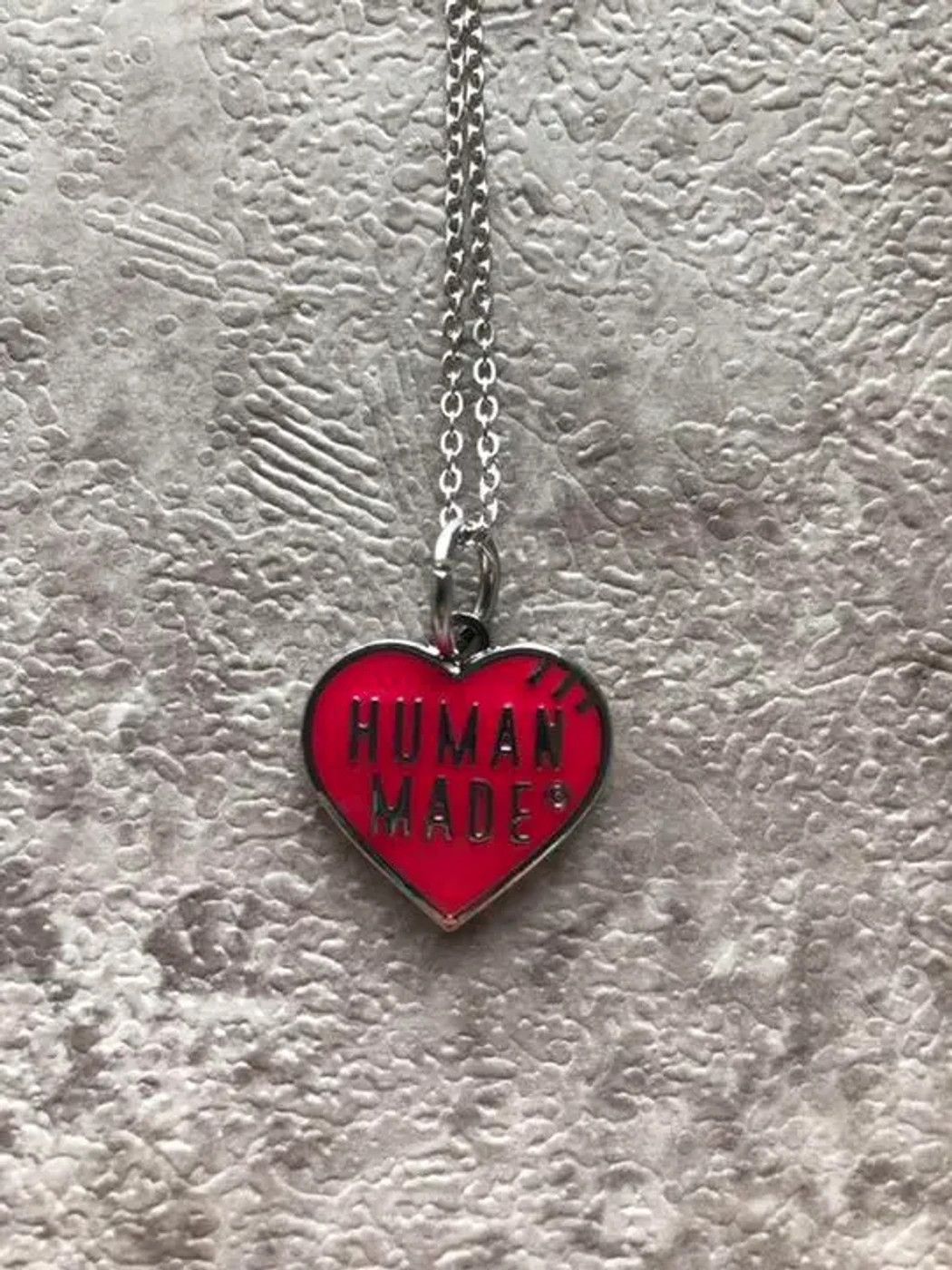 Human Made HUMAN MADE Heart Pendant Chain Necklace Red Silver Remake |  Grailed