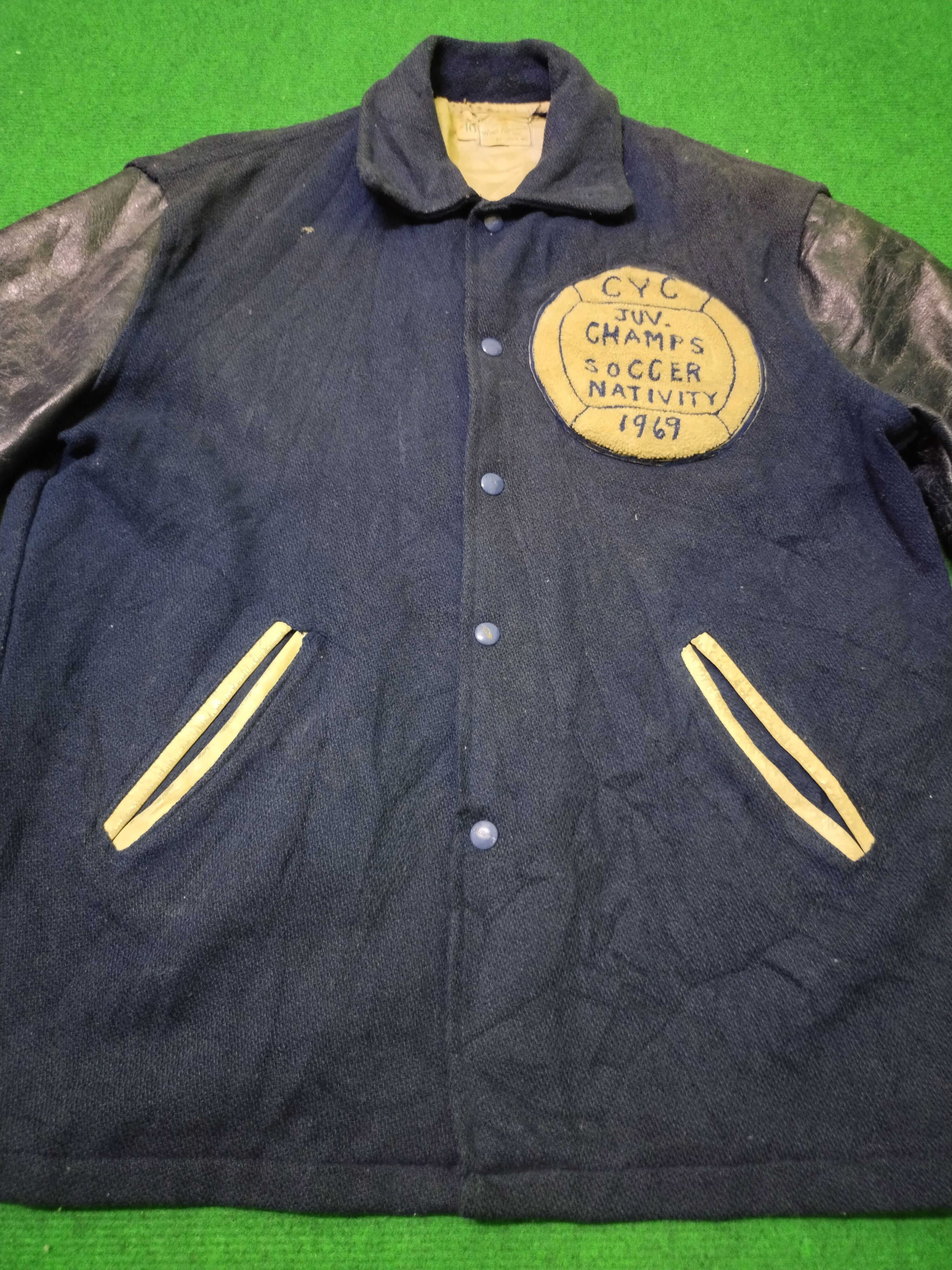 Vintage Vintage Holloway Jacket Varsity Leather Sleeve Bob Russell Size US L / EU 52-54 / 3 - 9 Thumbnail