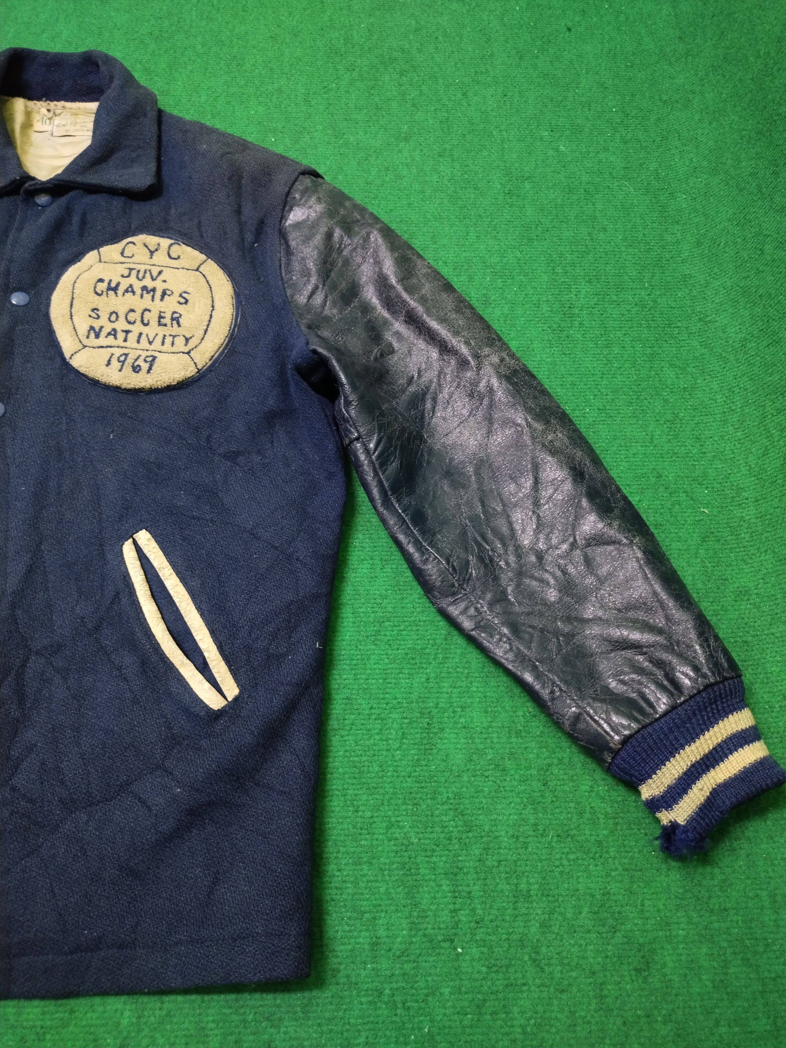 Vintage Vintage Holloway Jacket Varsity Leather Sleeve Bob Russell Size US L / EU 52-54 / 3 - 11 Thumbnail