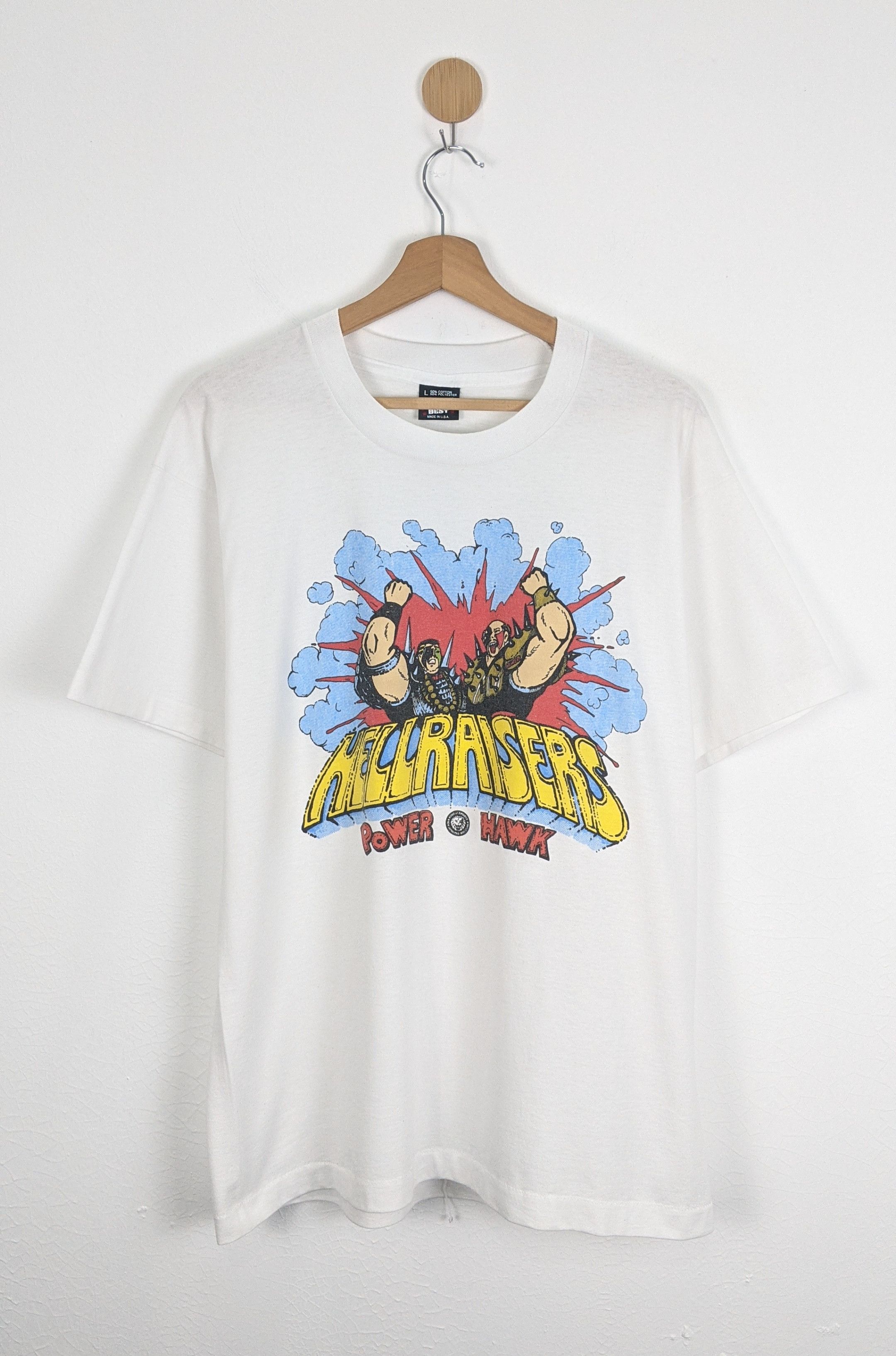 image of Vintage Hellraisers Wwf Wrestling Shirt in White, Men's (Size Large)
