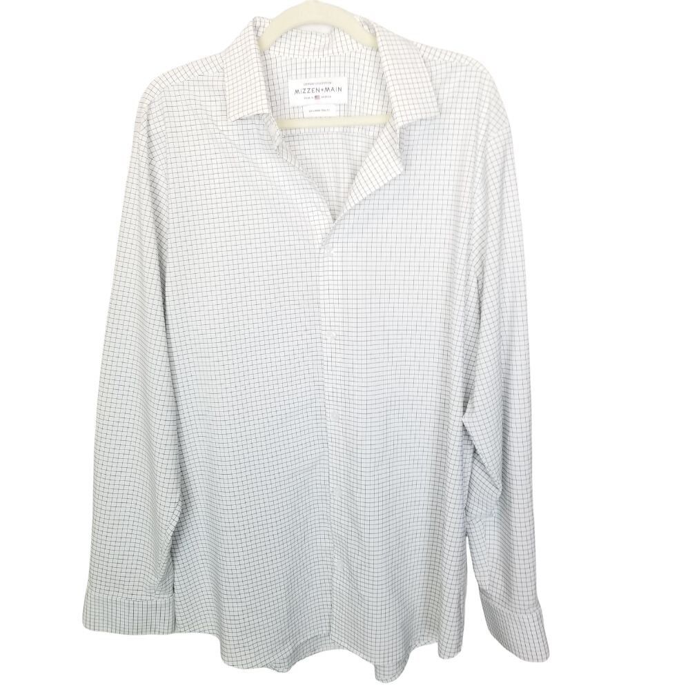 Mizzen+Main Mizzen+Main Mens XXL White Checkered Dress Shirt Size US XXL / EU 58 / 5 - 1 Preview