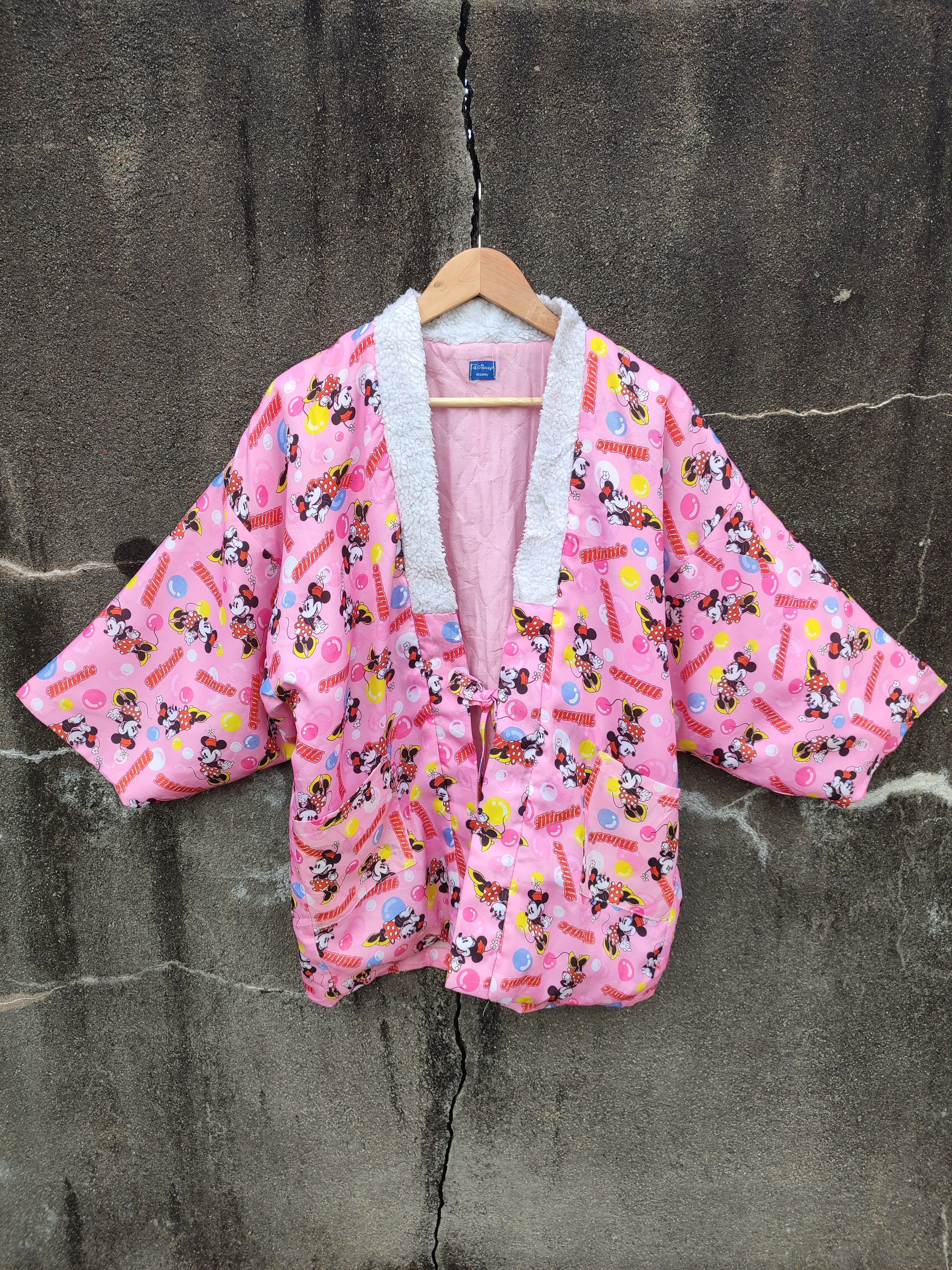 Disney × Japanese Brand Vintage Disney Minnie Mouse Pink Hanten Jacket Fleece Lined Size US L / EU 52-54 / 3 - 1 Thumbnail