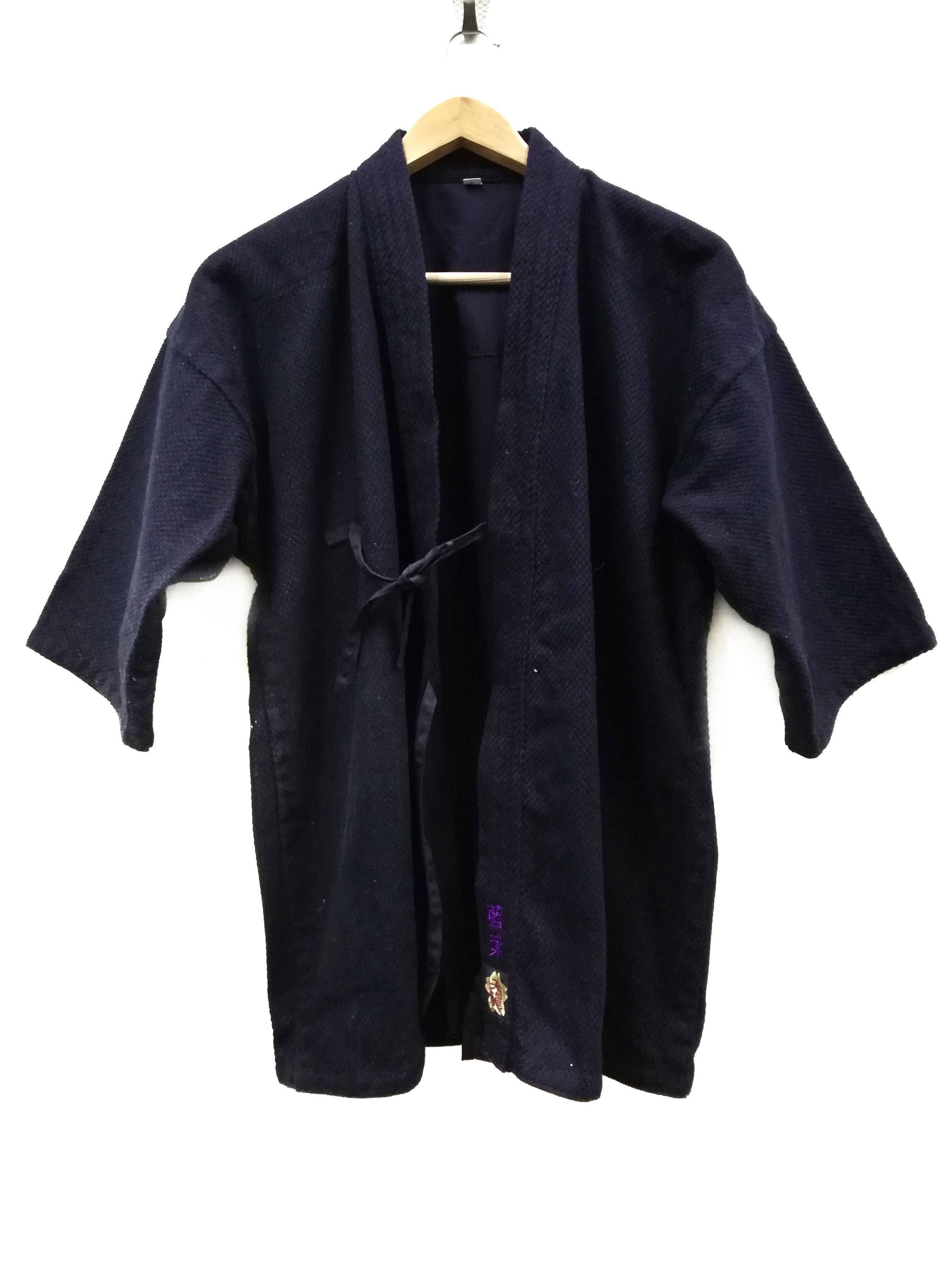 Indigo × Vintage Kendo Indigo Noragi Japanese Traditional Kimono jacket Size US L / EU 52-54 / 3 - 1 Thumbnail