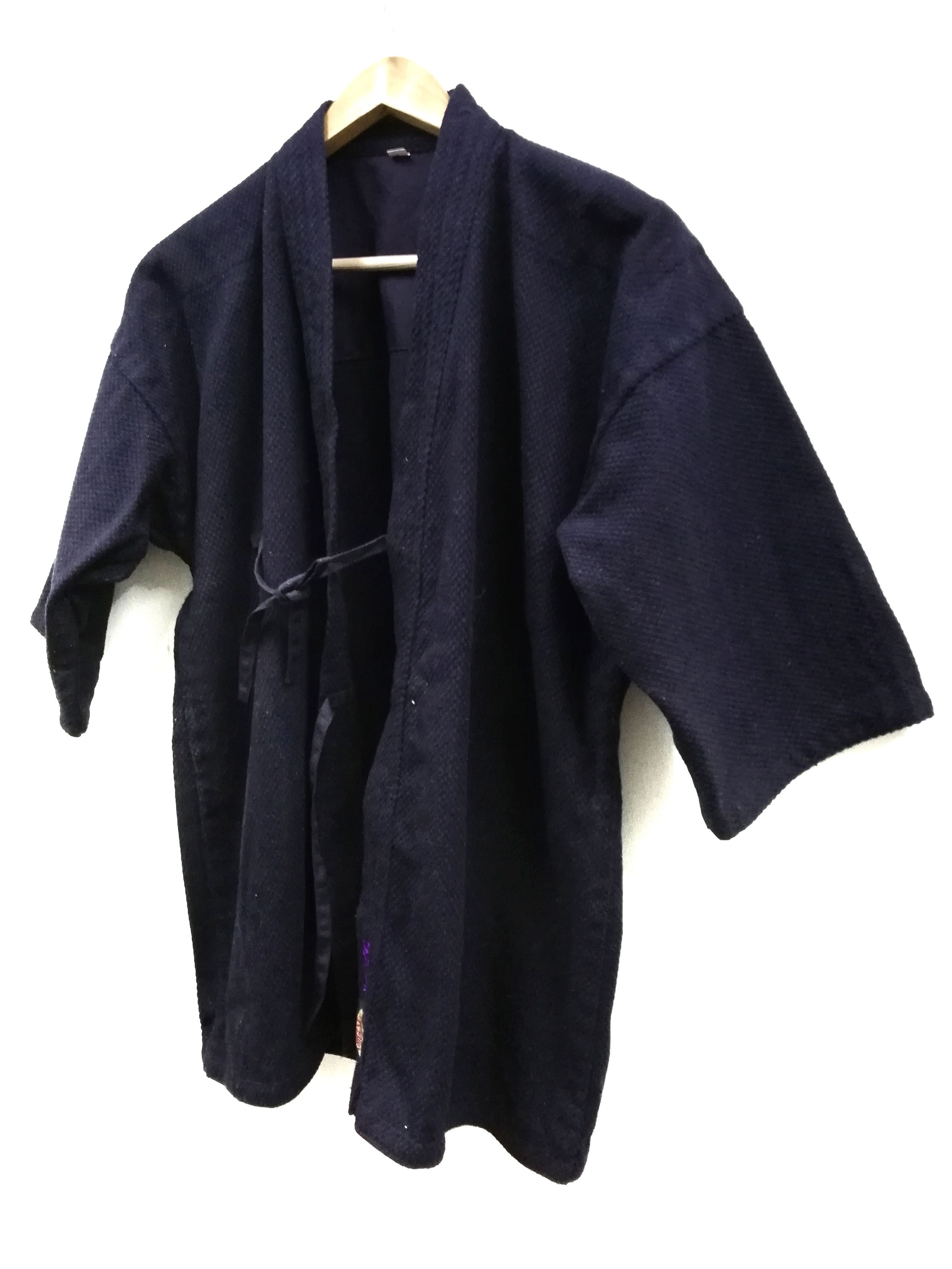 Indigo × Vintage Kendo Indigo Noragi Japanese Traditional Kimono jacket Size US L / EU 52-54 / 3 - 4 Thumbnail