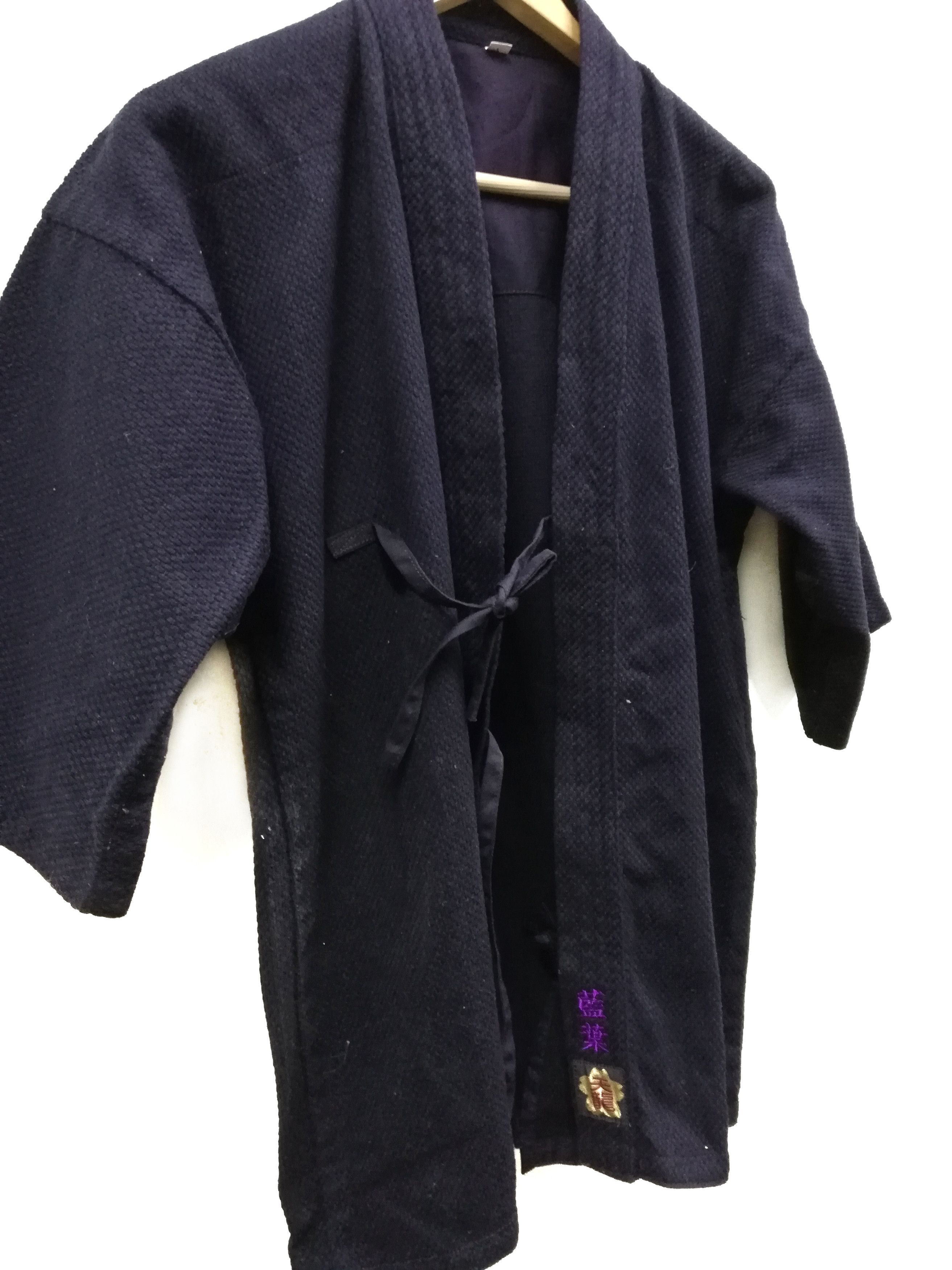 Indigo × Vintage Kendo Indigo Noragi Japanese Traditional Kimono jacket Size US L / EU 52-54 / 3 - 5 Thumbnail