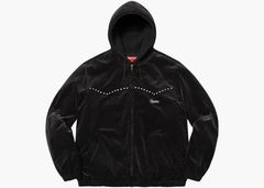 Supreme Supreme Studded Velvet Hooded Work Jacket Black Large