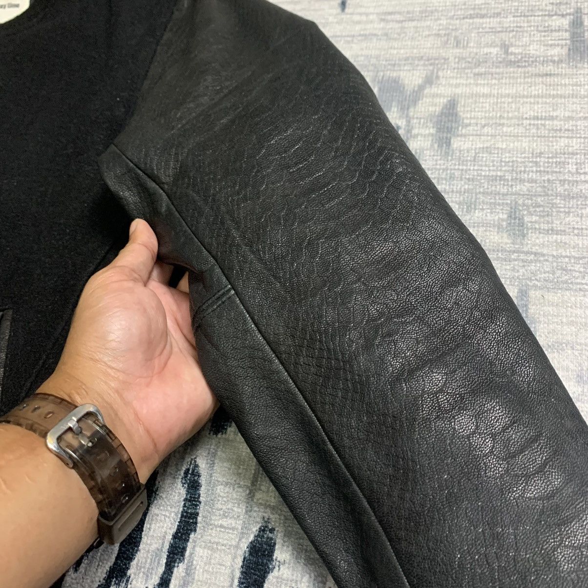 monkey time 🔥NK189🔥Monkey time plain varsity jackets rare sleeve Leather Size US S / EU 44-46 / 1 - 9 Thumbnail