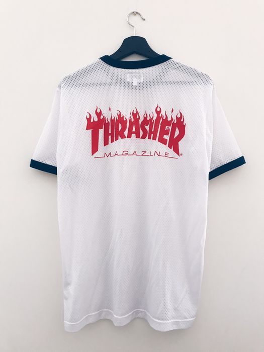 Supreme Supreme X Thrasher Mesh Crew Neck White/Navy | Grailed