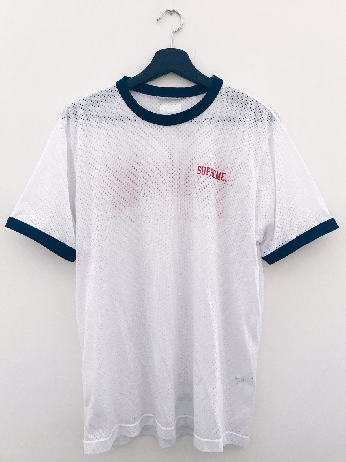 Supreme × Thrasher Supreme X Thrasher Mesh Crew Neck White/Navy  