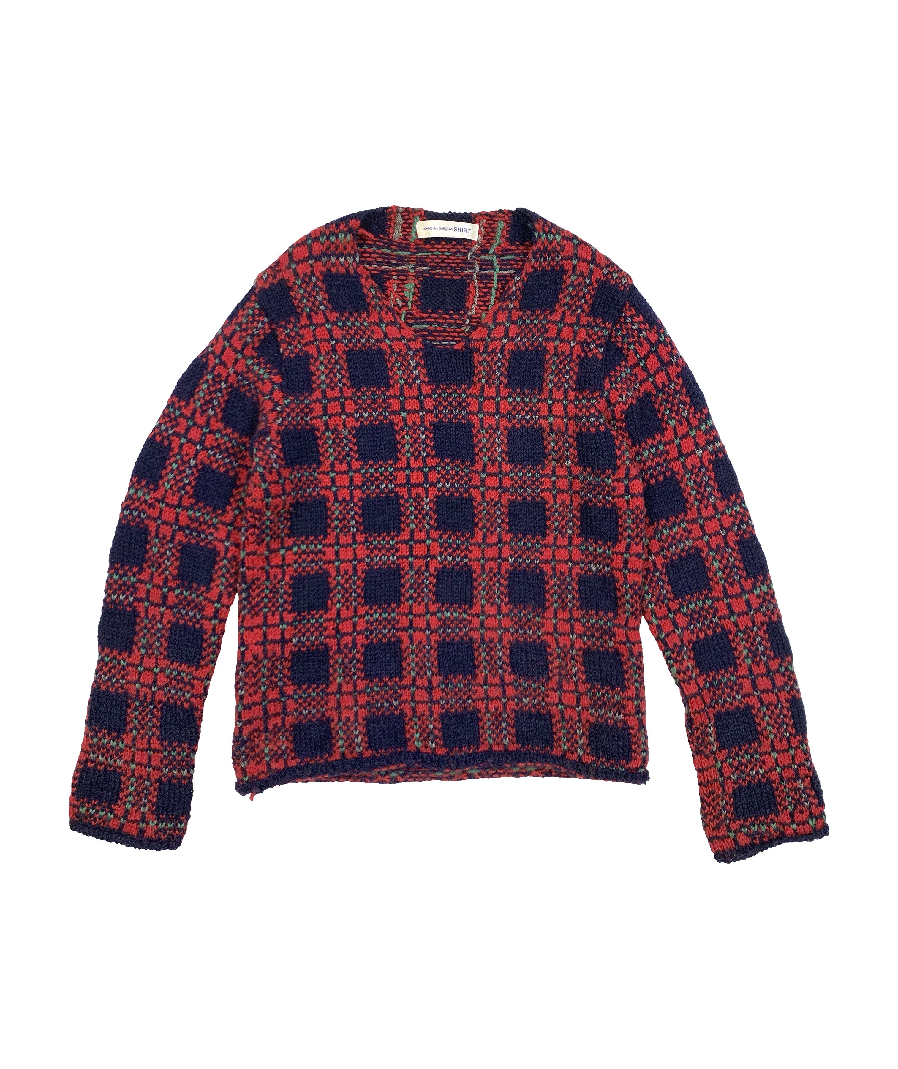 Chunky Plaid Knit Sweater