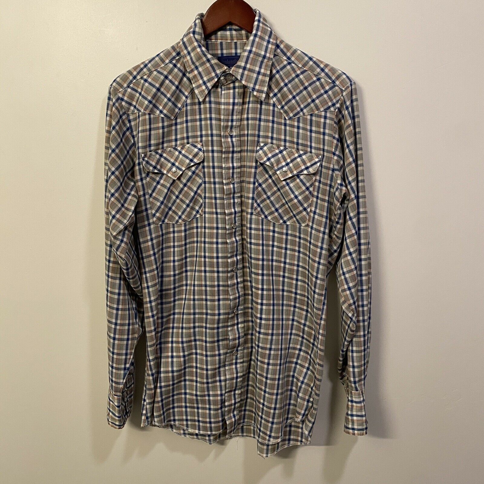 Chemise Western Vintage Panhandle Slim - Violet à Carreaux, Snaps, 15.5, Homme